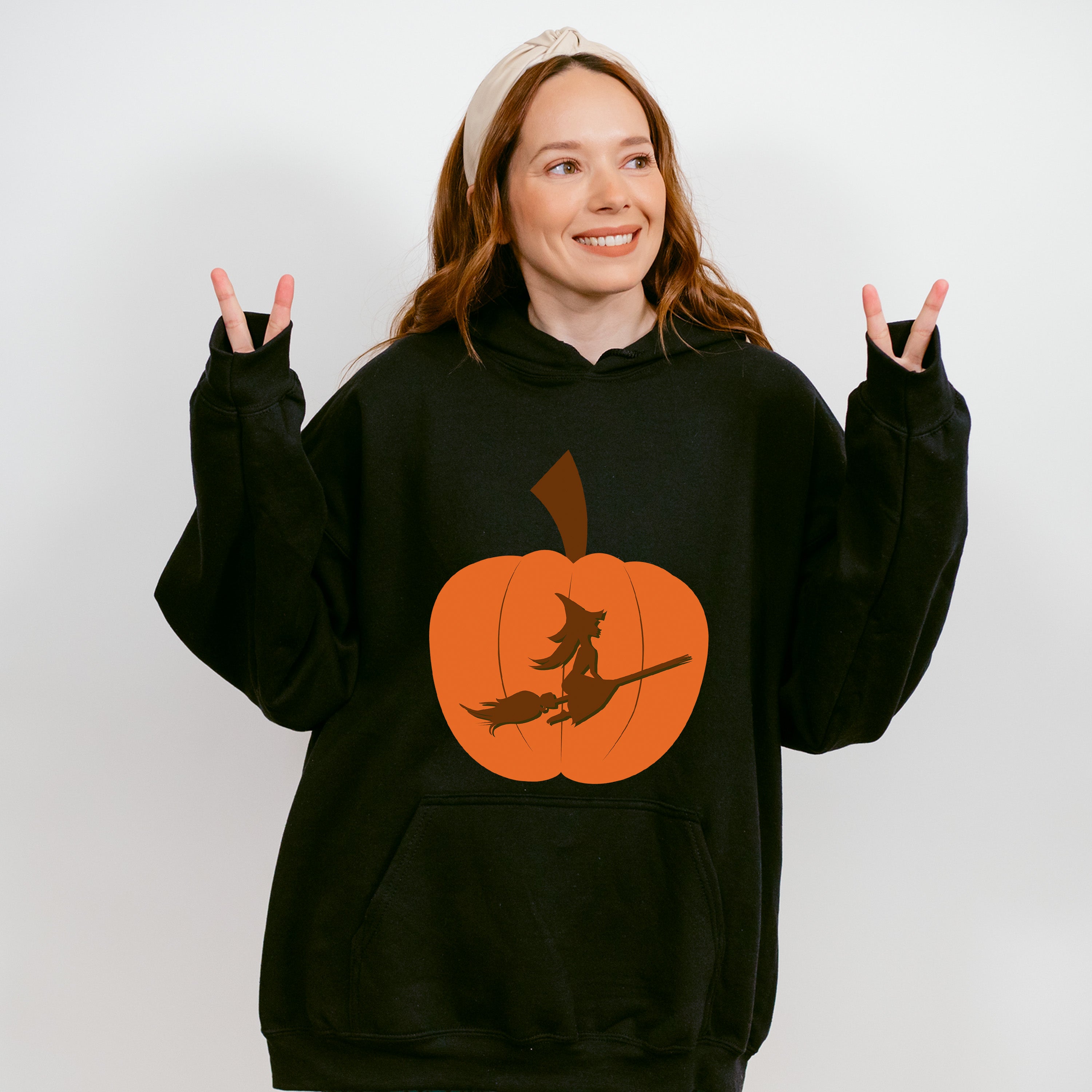 Pumpkin Witch Design - Halloween Unisex Crewneck T-Shirt Sweatshirt Hoodie