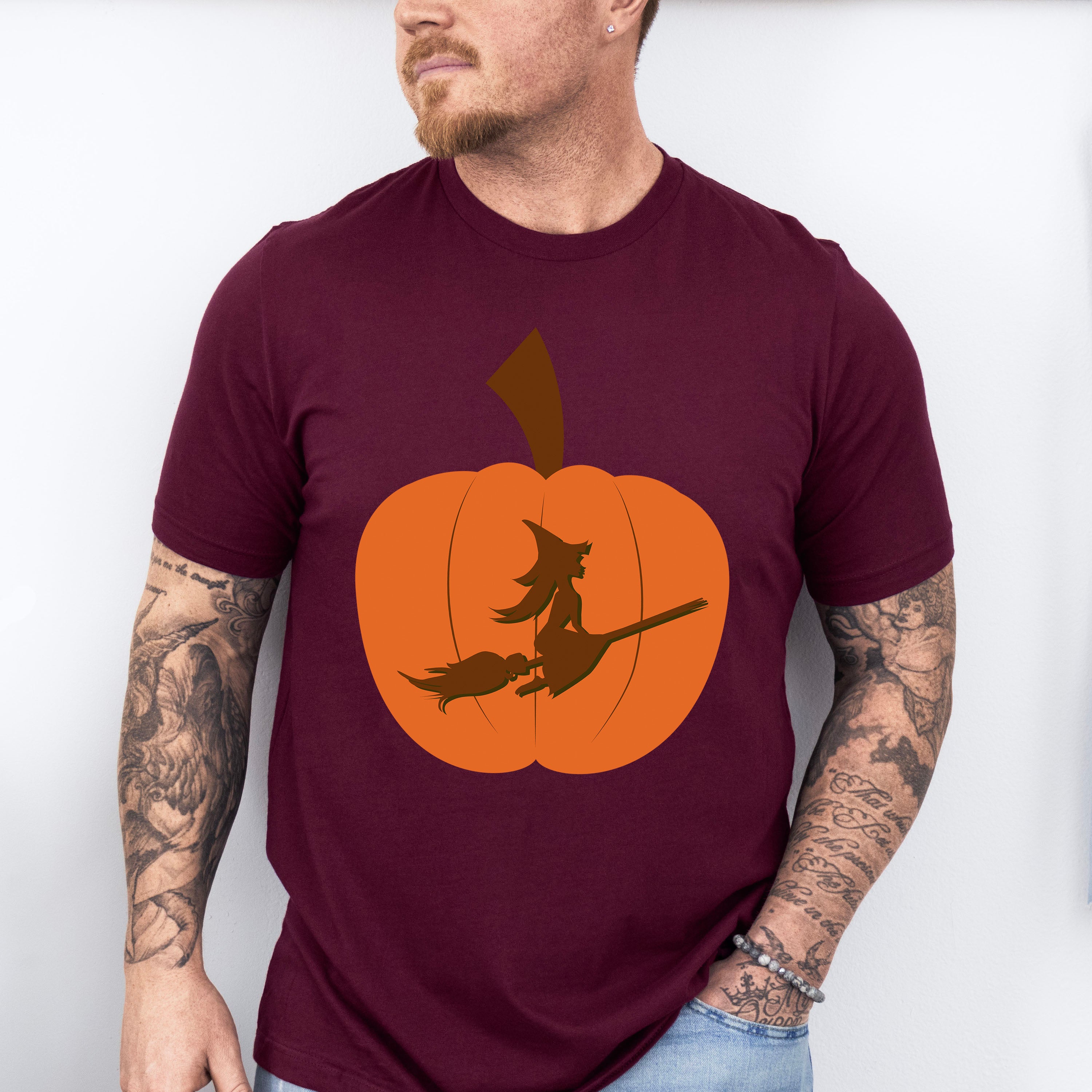 Pumpkin Witch Design - Halloween Unisex Crewneck T-Shirt Sweatshirt Hoodie