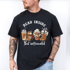 Dead Inside But Coffeinated Design - Halloween Unisex Crewneck T-Shirt Sweatshirt Hoodie