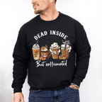 Dead Inside But Coffeinated Design - Halloween Unisex Crewneck T-Shirt Sweatshirt Hoodie