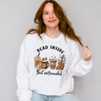 Dead Inside But Coffeinated Design - Halloween Unisex Crewneck T-Shirt Sweatshirt Hoodie