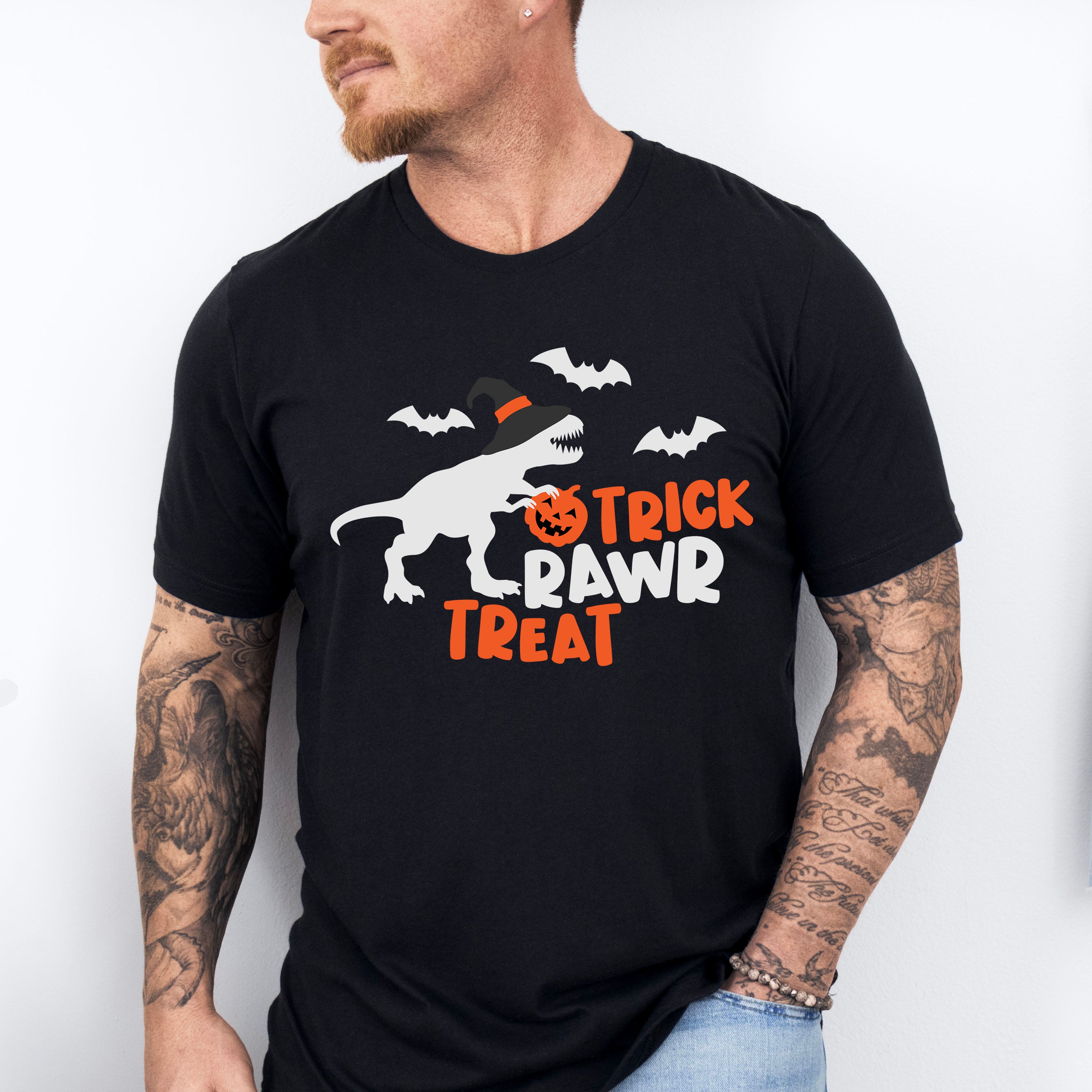 Halloween trick rawr treat tyrannosaurus t-rex dinosaur - Halloween Unisex Crewneck T-Shirt Sweatshirt Hoodie