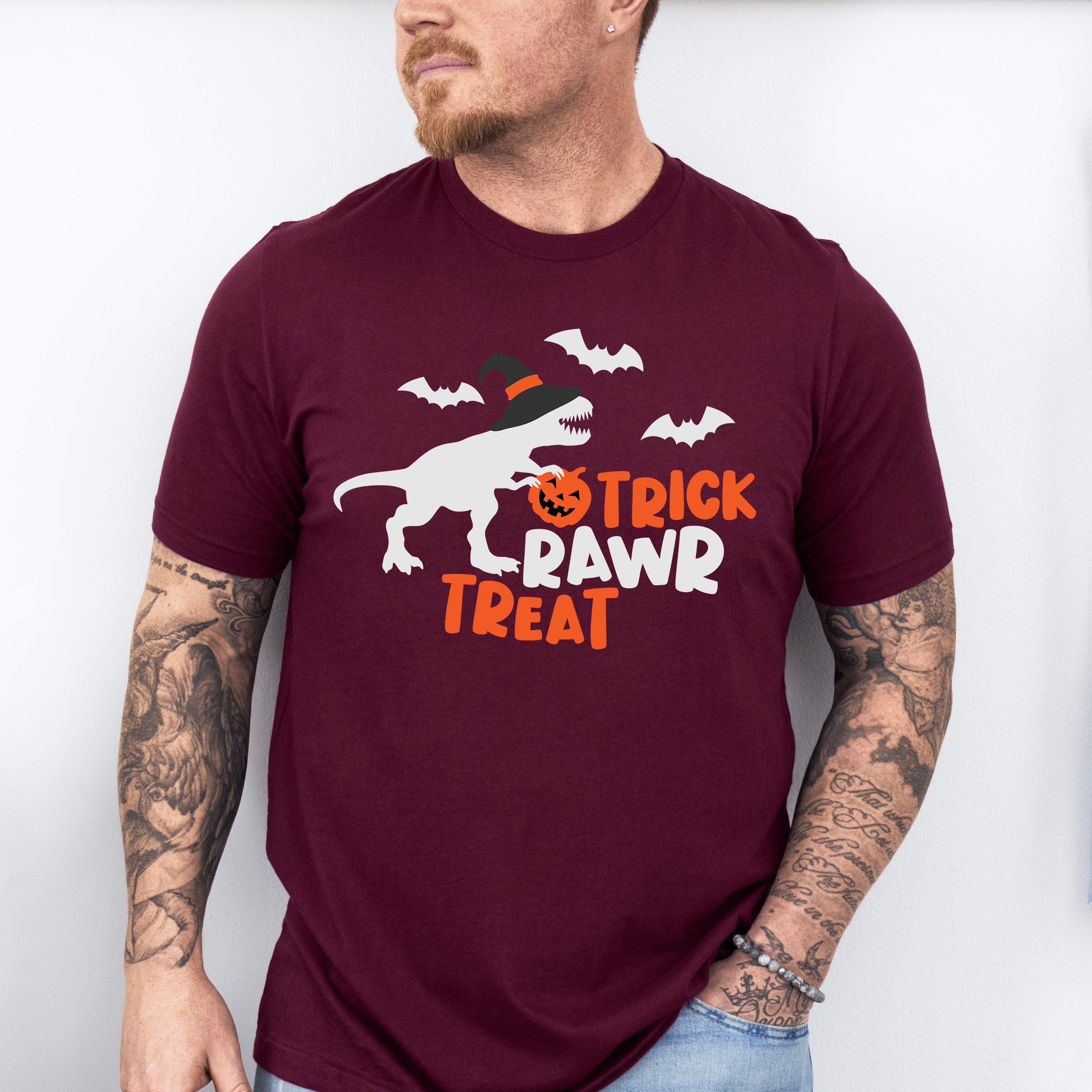 Halloween trick rawr treat tyrannosaurus t-rex dinosaur - Halloween Unisex Crewneck T-Shirt Sweatshirt Hoodie