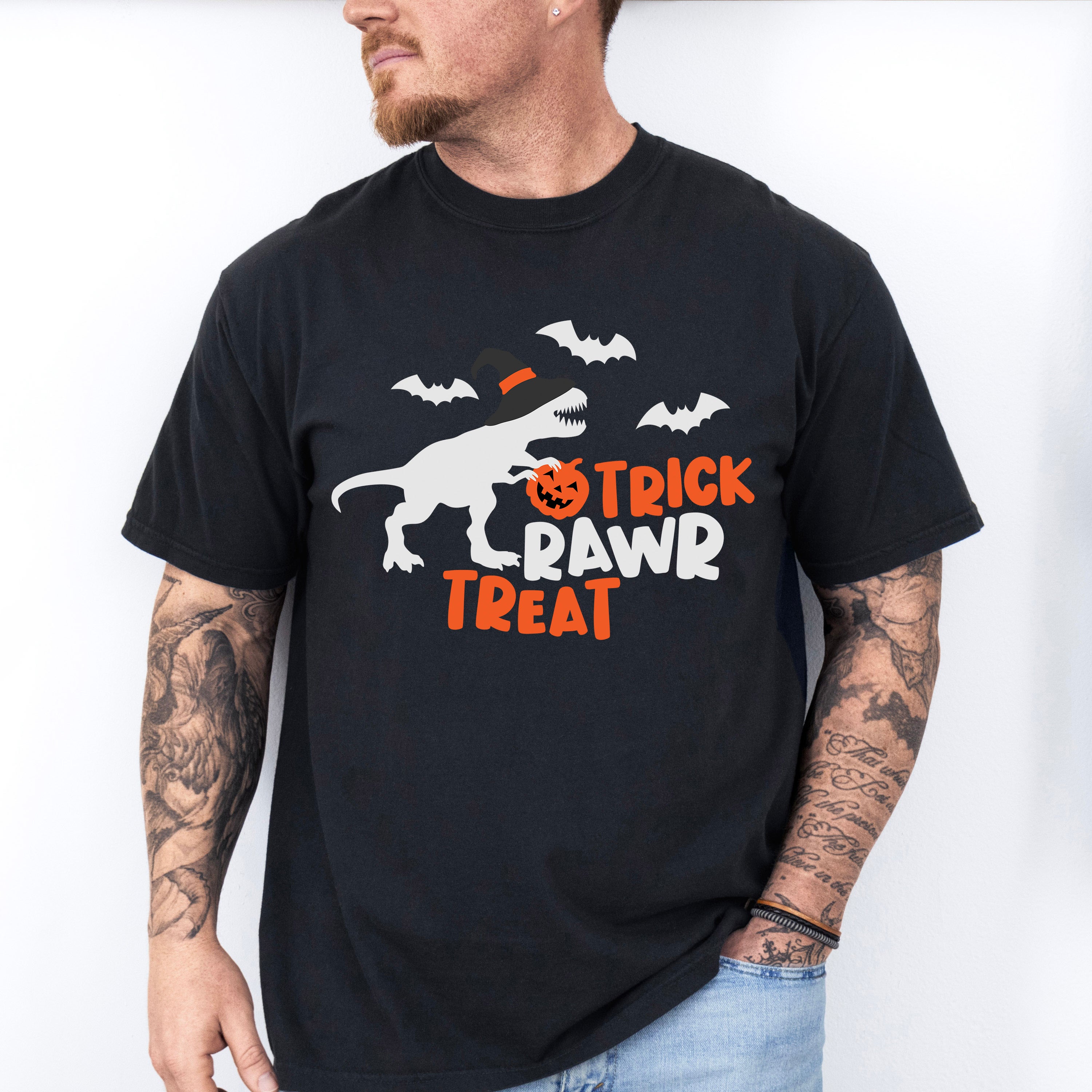 Halloween trick rawr treat tyrannosaurus t-rex dinosaur - Halloween Unisex Crewneck T-Shirt Sweatshirt Hoodie