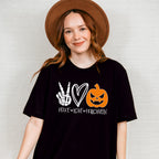 Halloween Peace Love Pumpkin Design - Halloween Unisex Crewneck T-Shirt Sweatshirt Hoodie