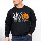 Halloween Peace Love Pumpkin Design - Halloween Unisex Crewneck T-Shirt Sweatshirt Hoodie