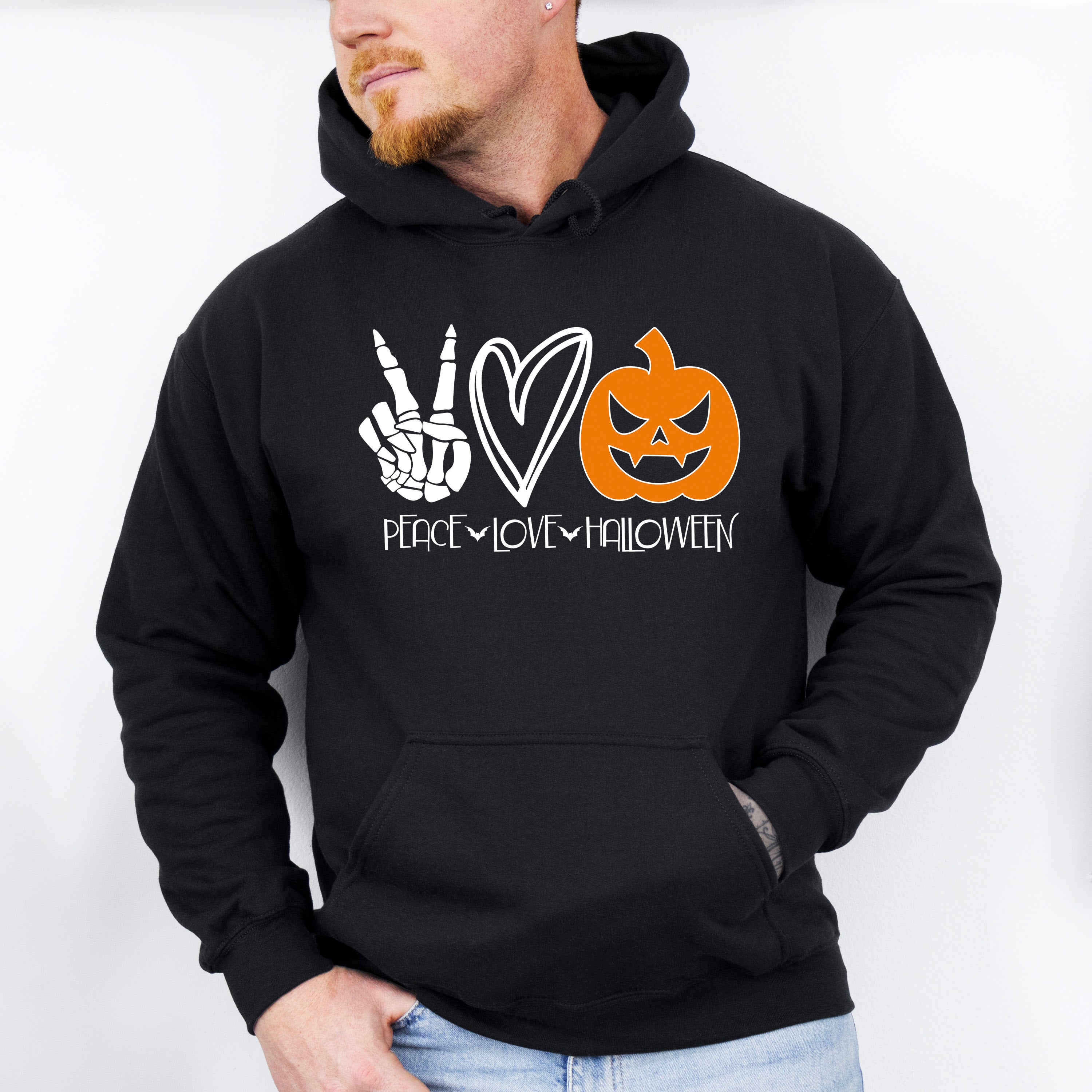 Halloween Peace Love Pumpkin Design - Halloween Unisex Crewneck T-Shirt Sweatshirt Hoodie
