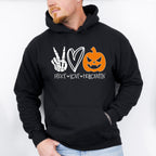 Halloween Peace Love Pumpkin Design - Halloween Unisex Crewneck T-Shirt Sweatshirt Hoodie