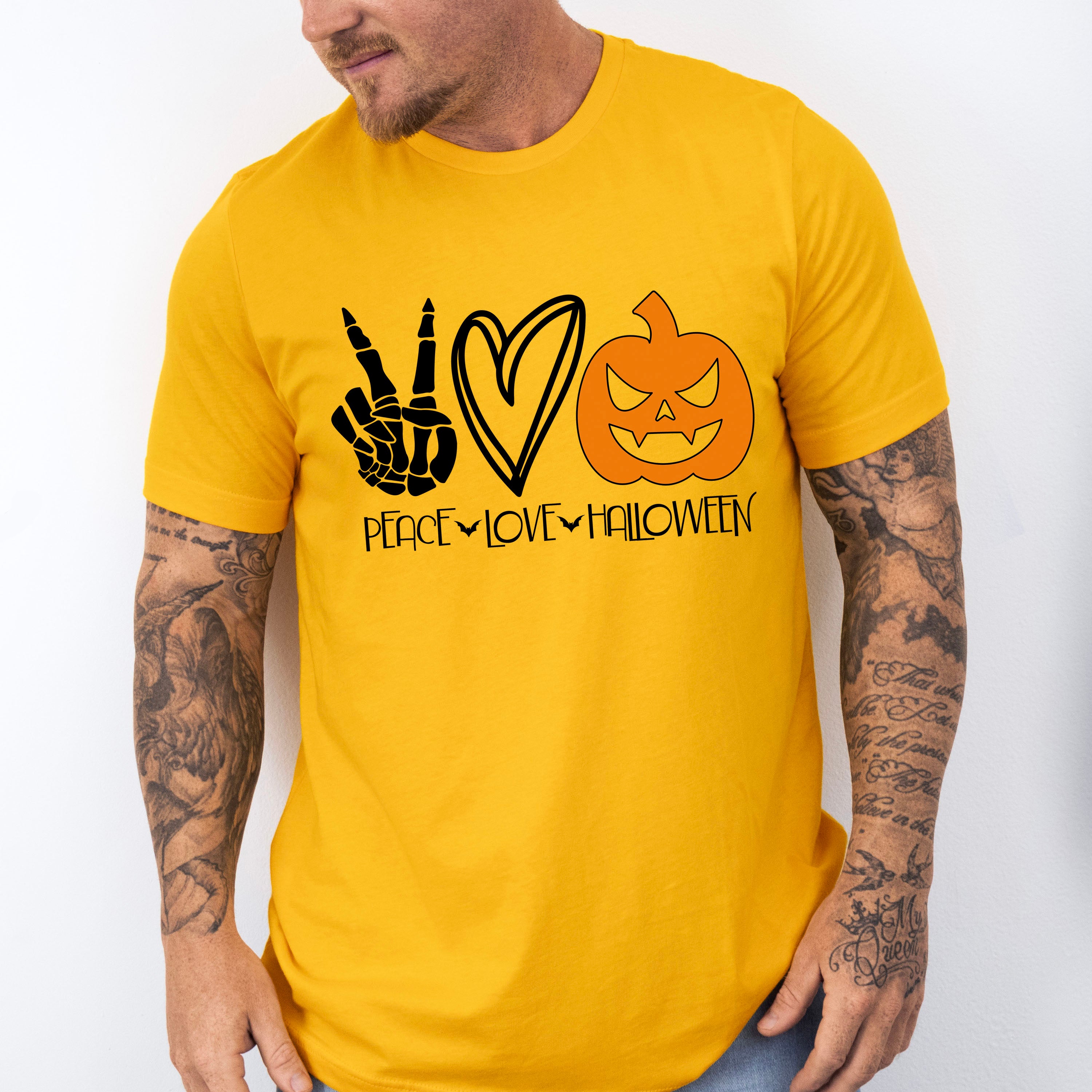 Halloween Peace Love Pumpkin Design - Halloween Unisex Crewneck T-Shirt Sweatshirt Hoodie