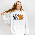 Halloween Peace Love Pumpkin Design - Halloween Unisex Crewneck T-Shirt Sweatshirt Hoodie