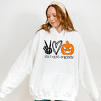 Halloween Peace Love Pumpkin Design - Halloween Unisex Crewneck T-Shirt Sweatshirt Hoodie