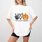 Halloween Peace Love Pumpkin Design - Halloween Unisex Crewneck T-Shirt Sweatshirt Hoodie