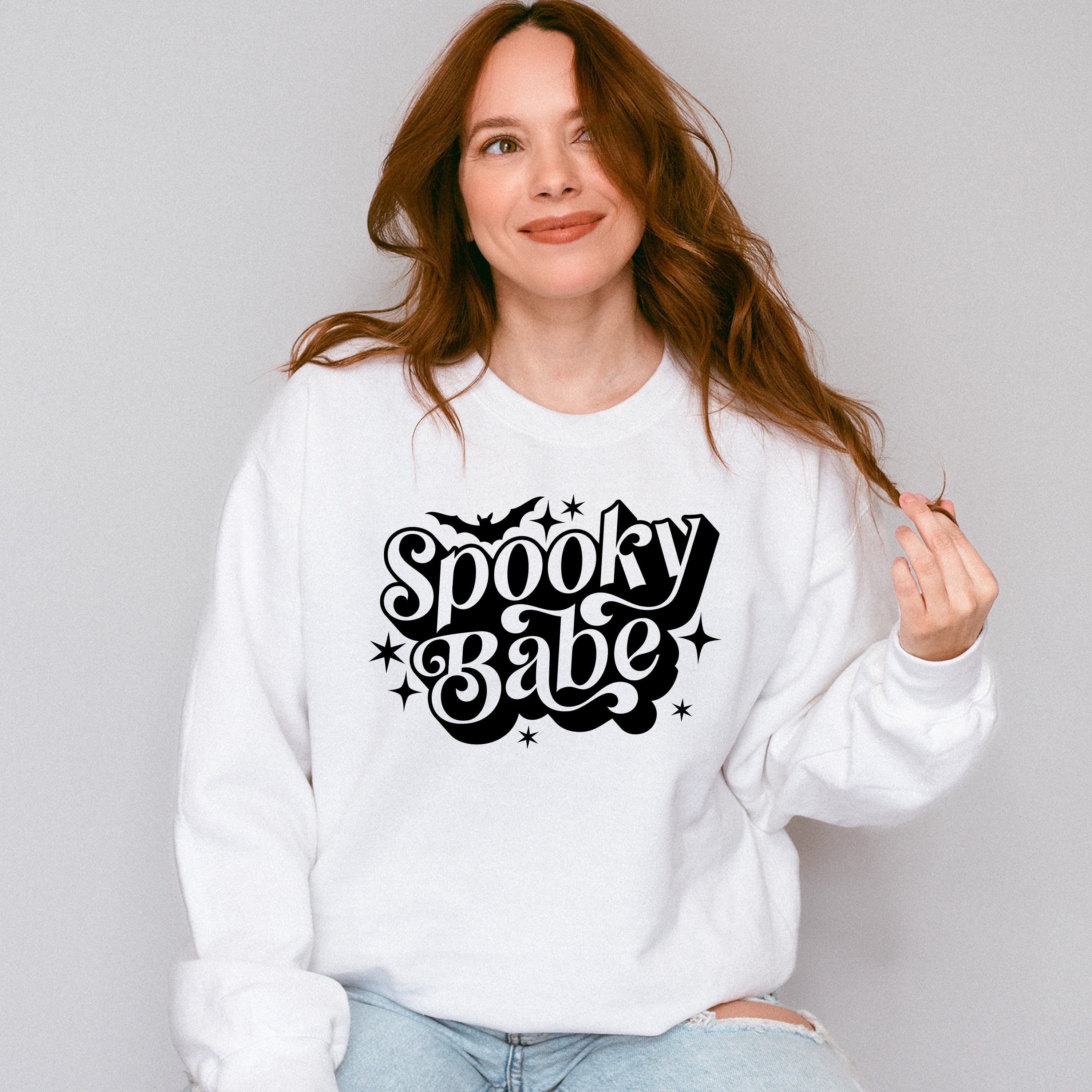 Halloween Spooky Bat Babe Design - Halloween Unisex Crewneck T-Shirt Sweatshirt Hoodie