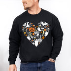Halloween Heart Boo Pumpkin Design - Halloween Unisex Crewneck T-Shirt Sweatshirt Hoodie