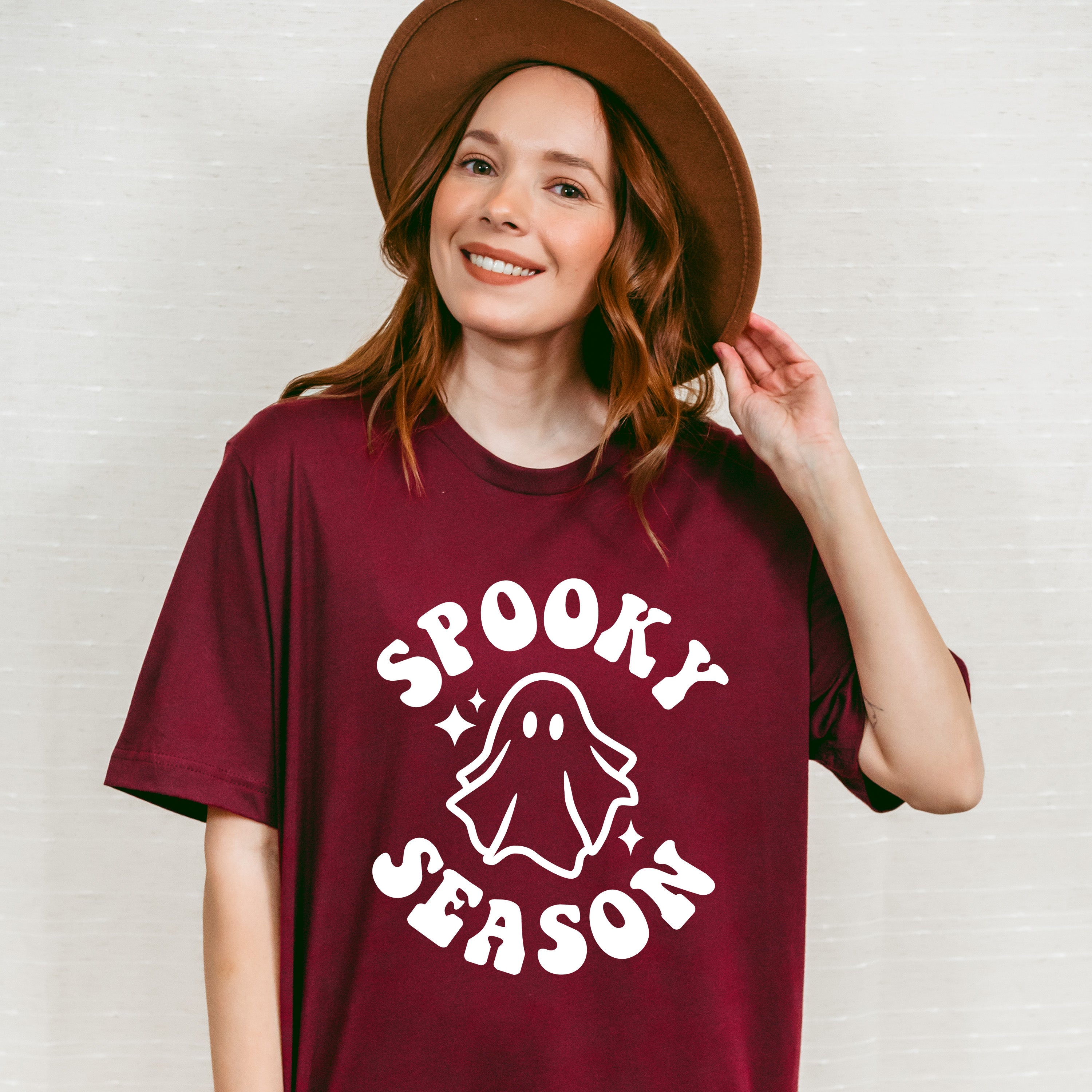 Halloween Spooky Season Ghost Face Design - Halloween Unisex Crewneck T-Shirt Sweatshirt Hoodie