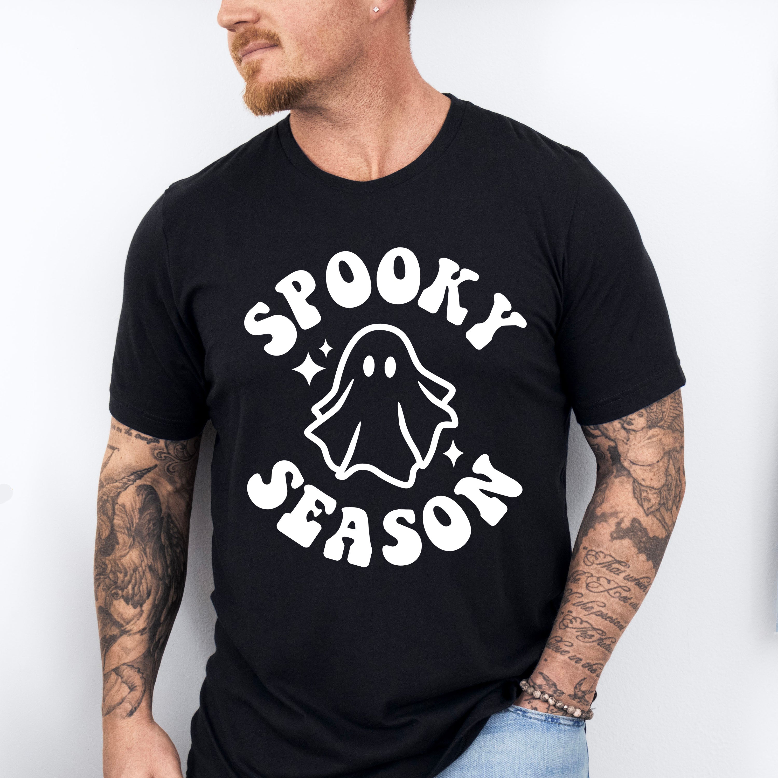 Halloween Spooky Season Ghost Face Design - Halloween Unisex Crewneck T-Shirt Sweatshirt Hoodie