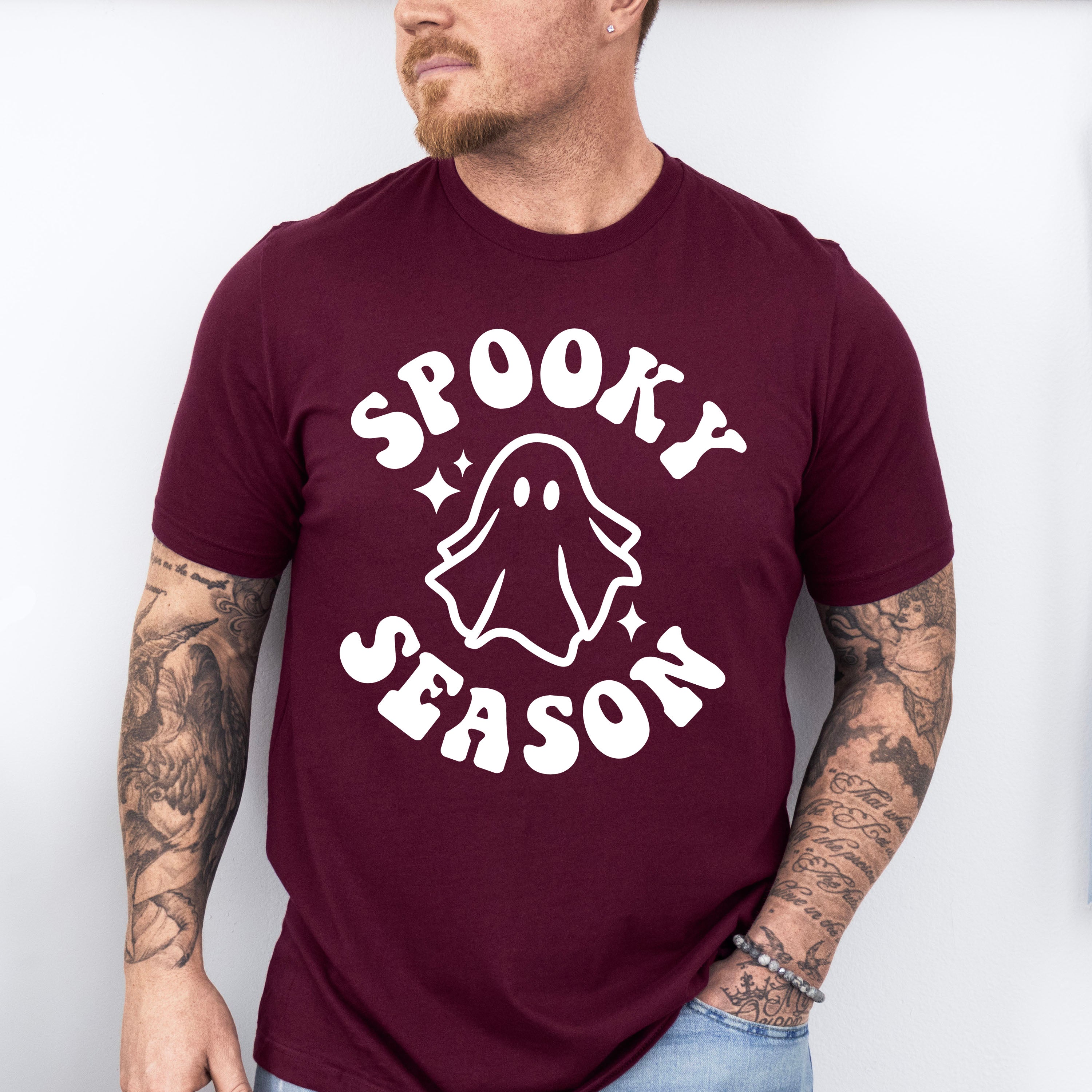 Halloween Spooky Season Ghost Face Design - Halloween Unisex Crewneck T-Shirt Sweatshirt Hoodie