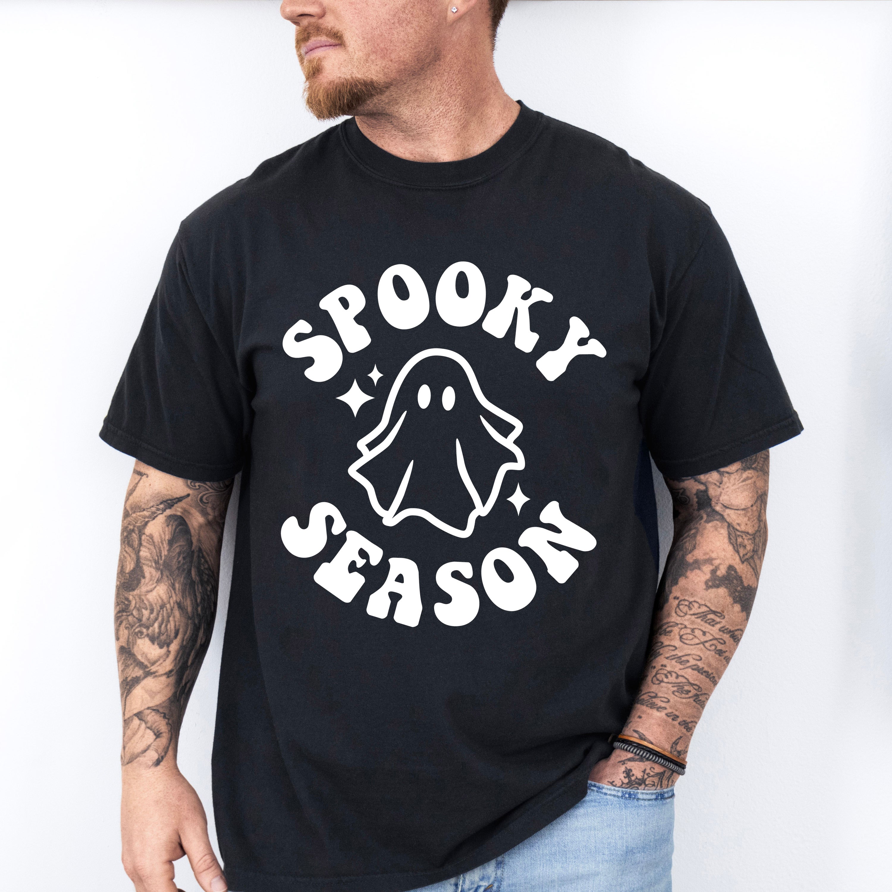 Halloween Spooky Season Ghost Face Design - Halloween Unisex Crewneck T-Shirt Sweatshirt Hoodie