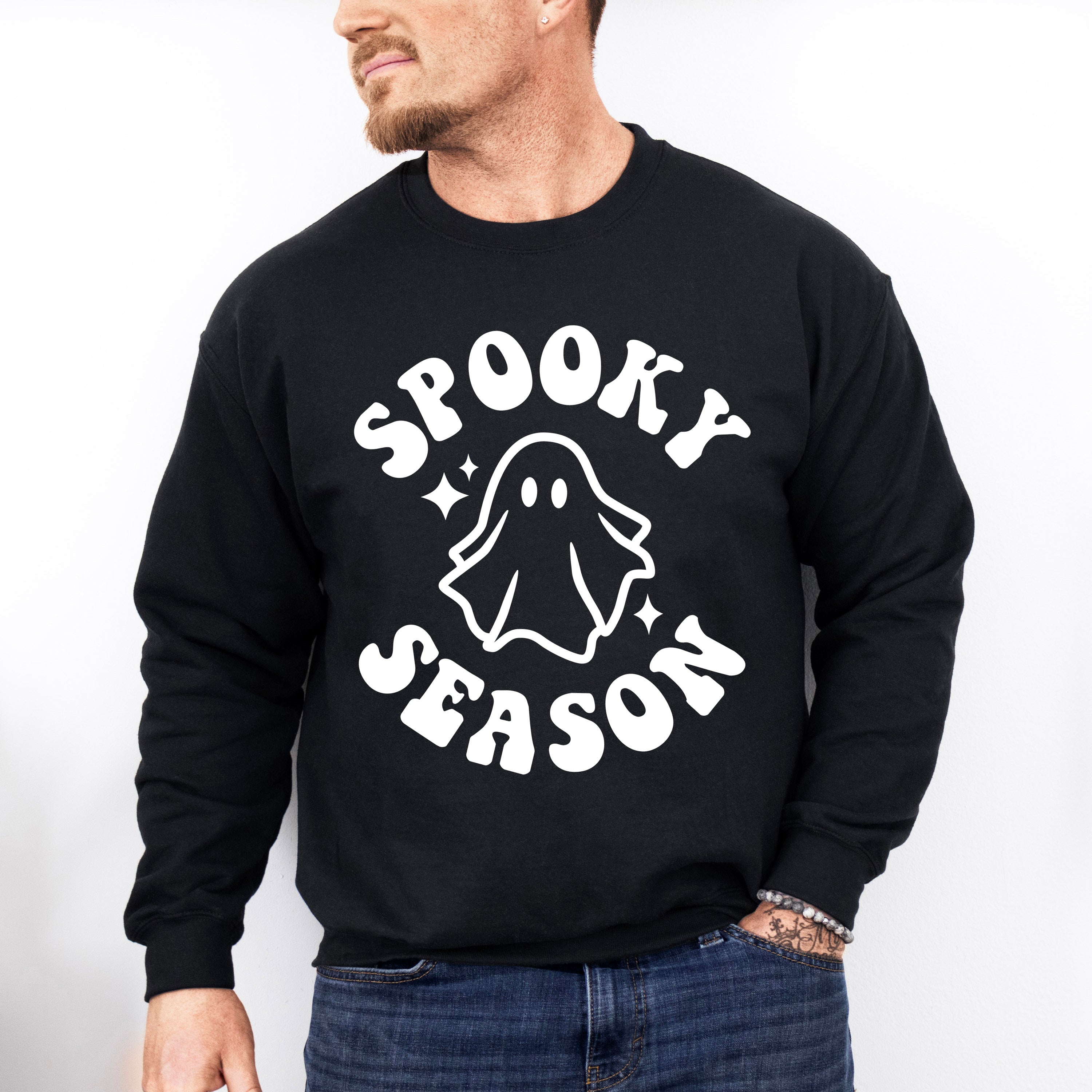 Halloween Spooky Season Ghost Face Design - Halloween Unisex Crewneck T-Shirt Sweatshirt Hoodie