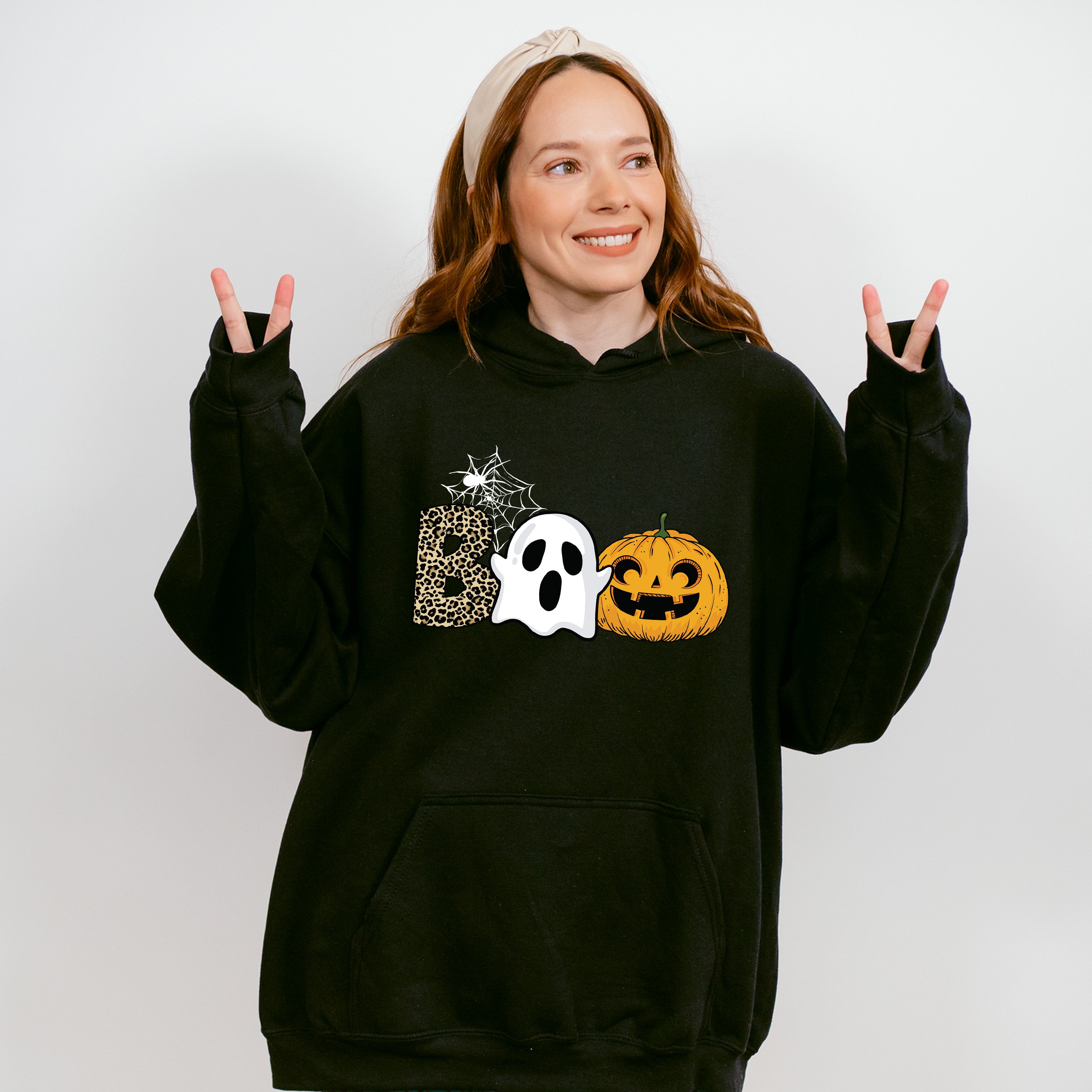 Halloween Boo Spider Design - Halloween Unisex Crewneck T-Shirt Sweatshirt Hoodie