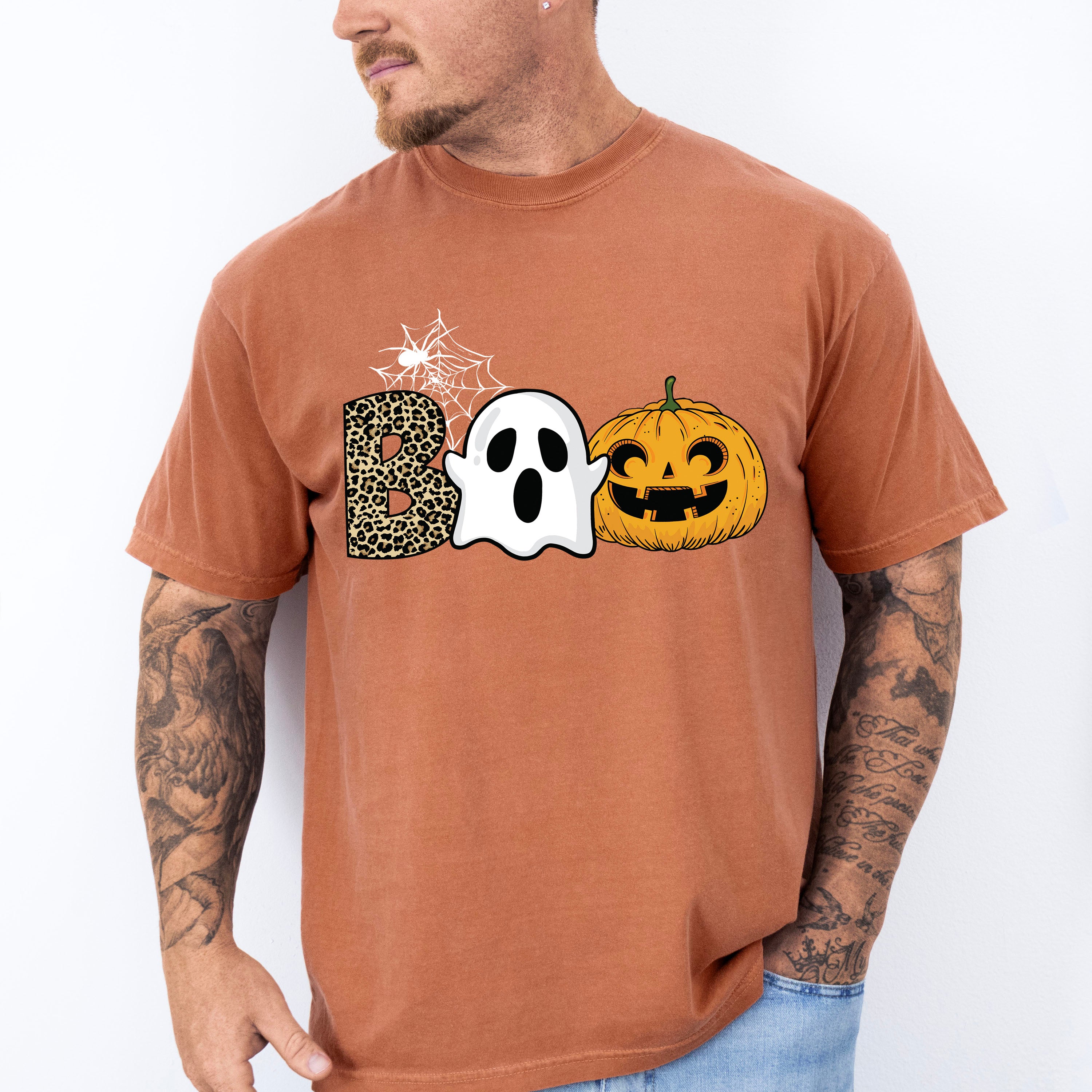 Halloween Boo Spider Design - Halloween Unisex Crewneck T-Shirt Sweatshirt Hoodie