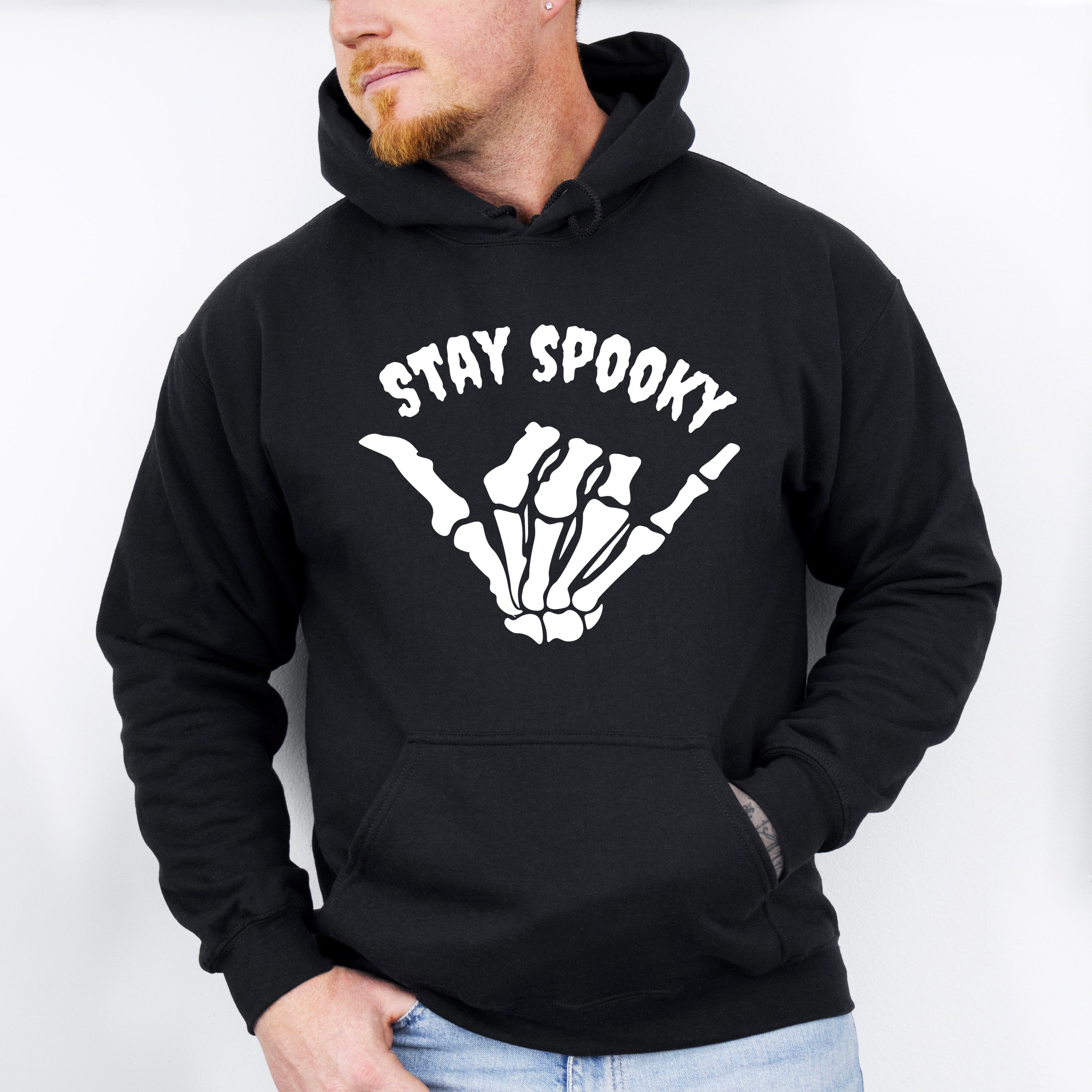 Halloween Stay Spooky Skeleton Hand Design - Halloween Unisex Crewneck T-Shirt Sweatshirt Hoodie