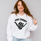 Halloween Stay Spooky Skeleton Hand Design - Halloween Unisex Crewneck T-Shirt Sweatshirt Hoodie