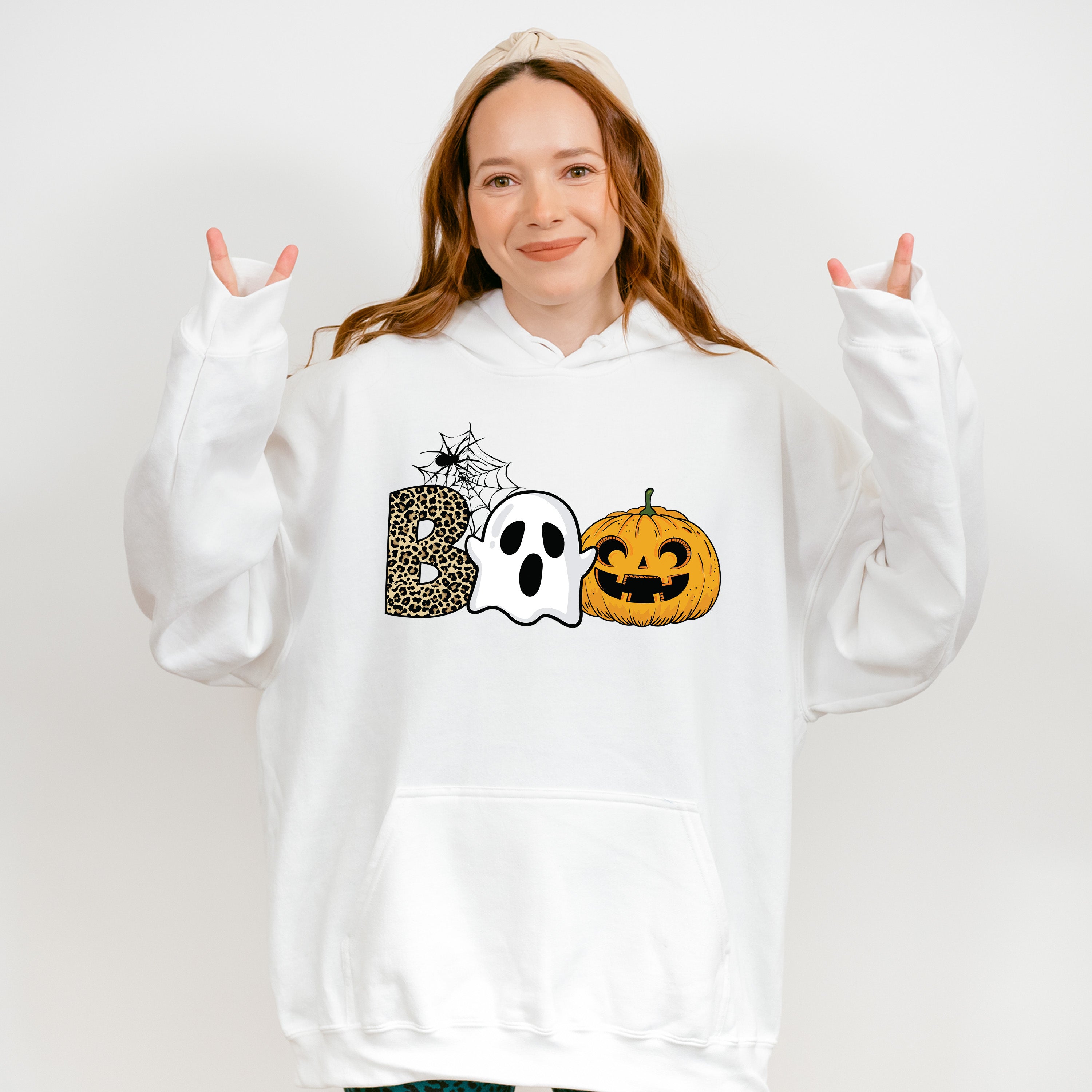 Halloween Boo Spider Design - Halloween Unisex Crewneck T-Shirt Sweatshirt Hoodie