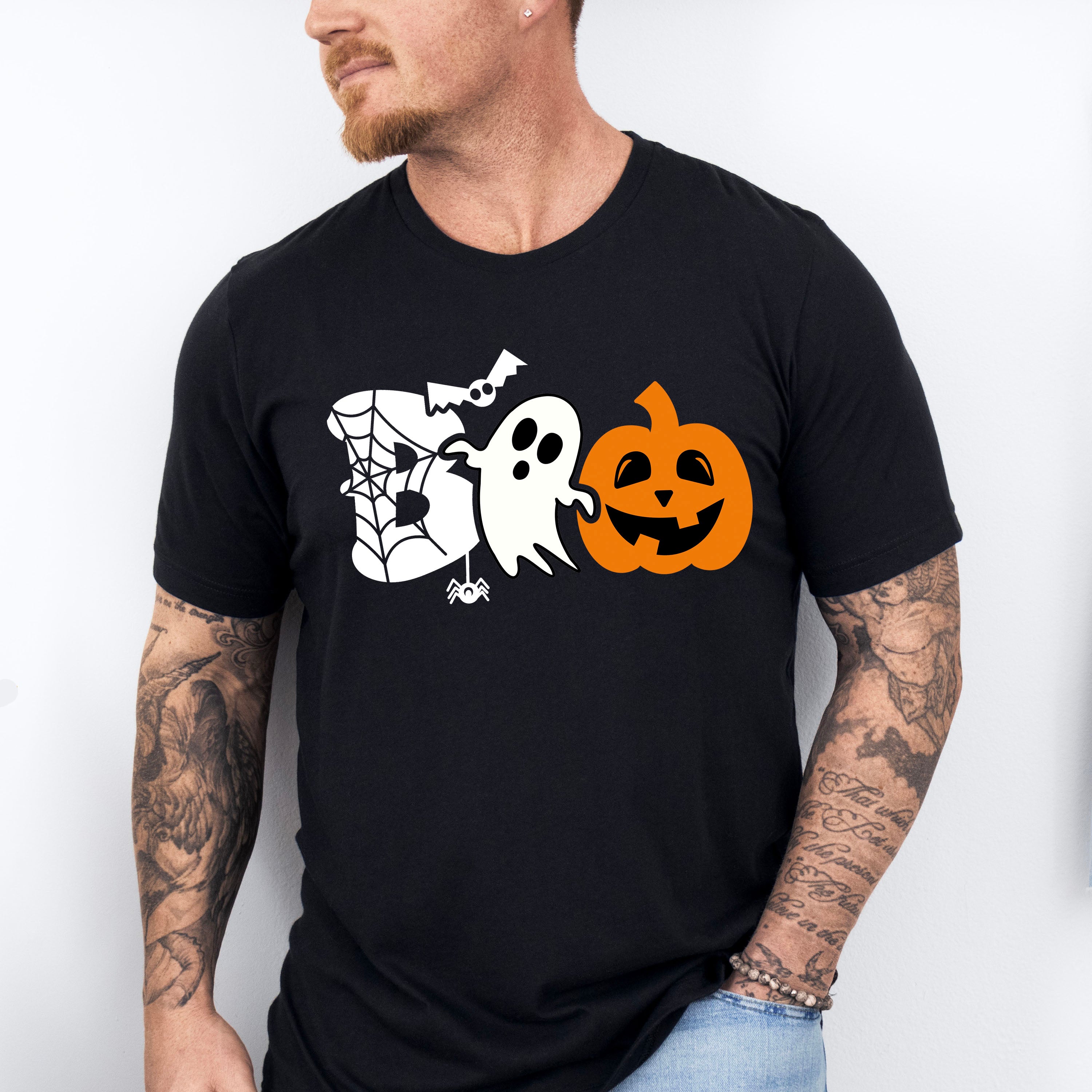 Halloween Boo Pumpkin Ghost spider design - Halloween Unisex Crewneck T-Shirt Sweatshirt Hoodie