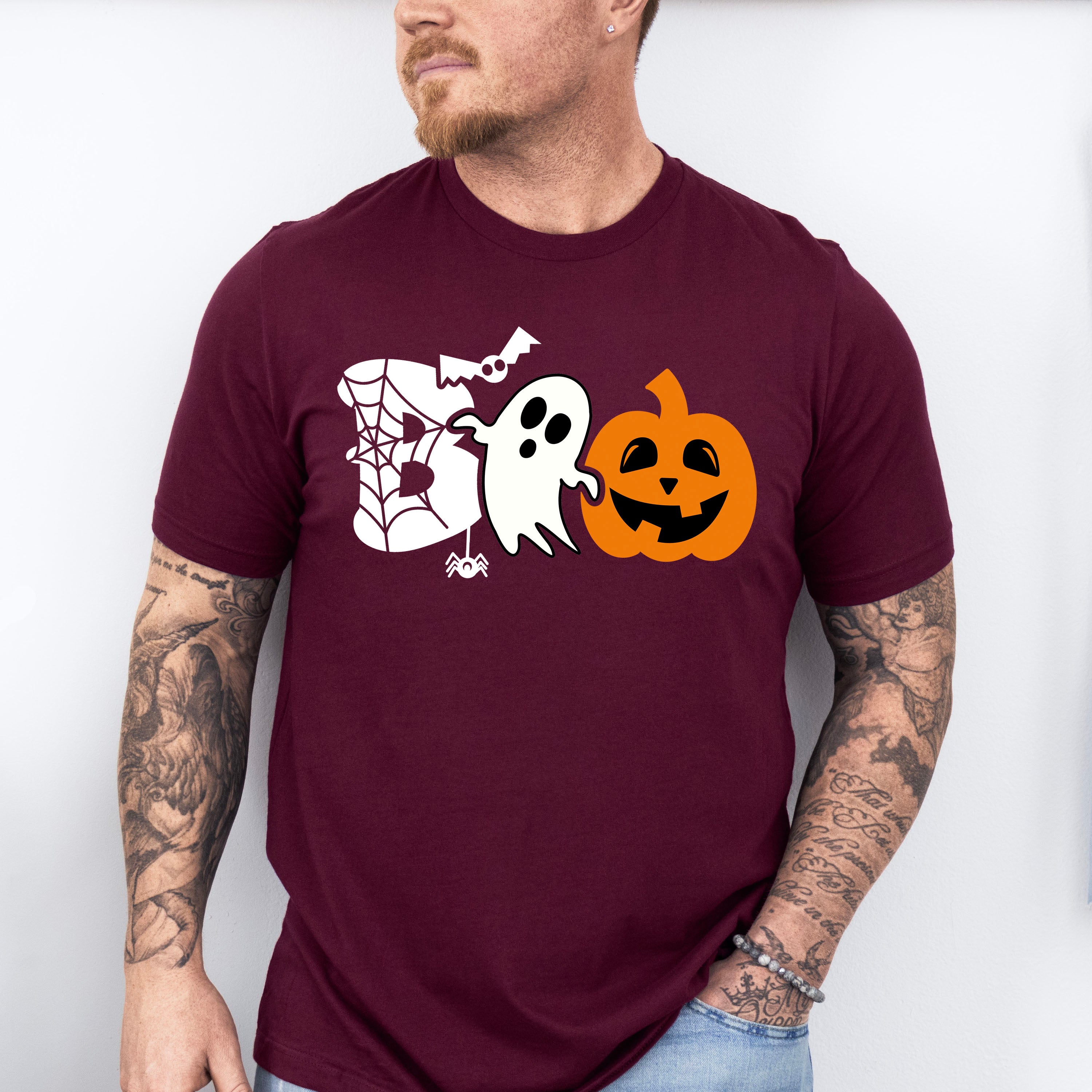 Halloween Boo Pumpkin Ghost spider design - Halloween Unisex Crewneck T-Shirt Sweatshirt Hoodie