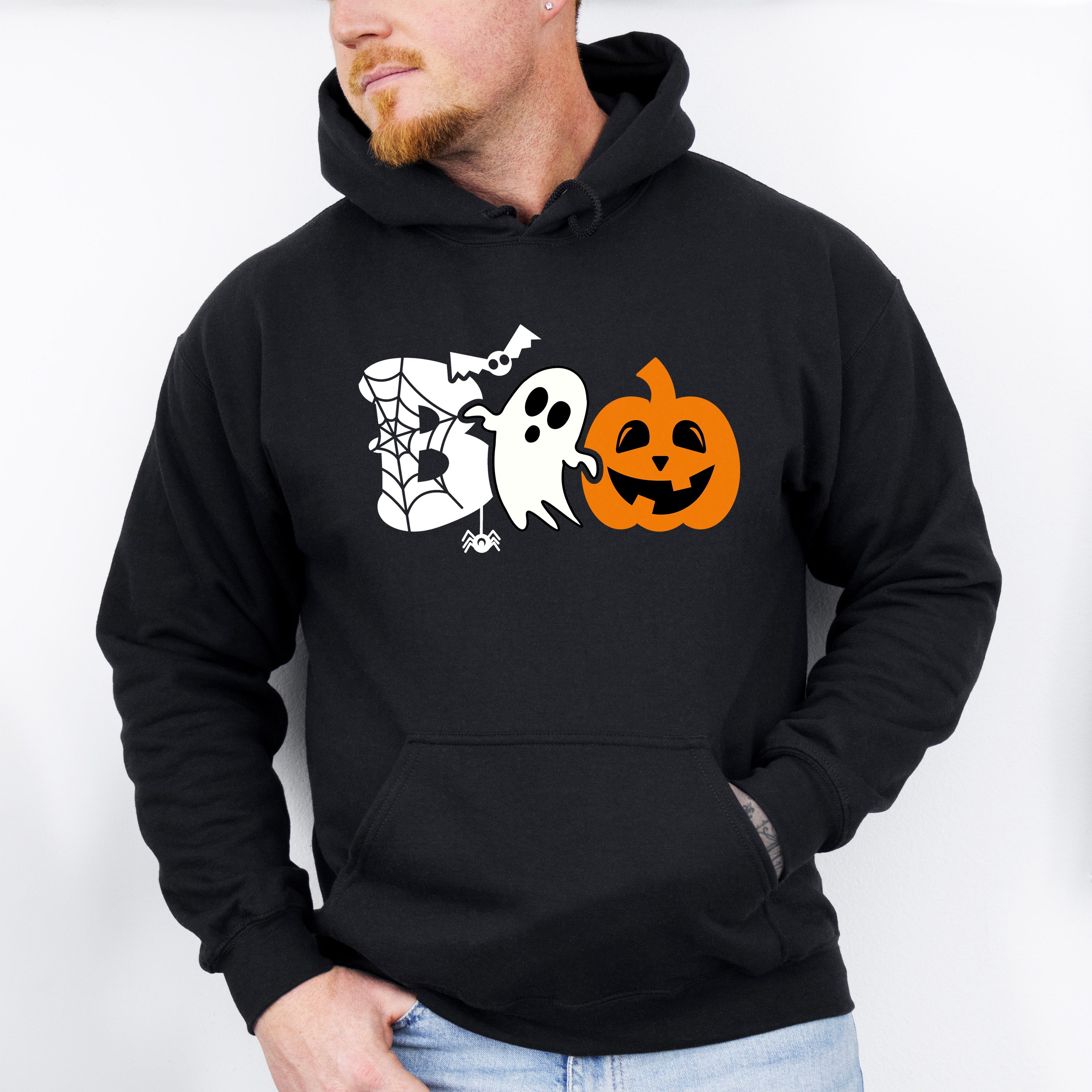 Halloween Boo Pumpkin Ghost spider design - Halloween Unisex Crewneck T-Shirt Sweatshirt Hoodie
