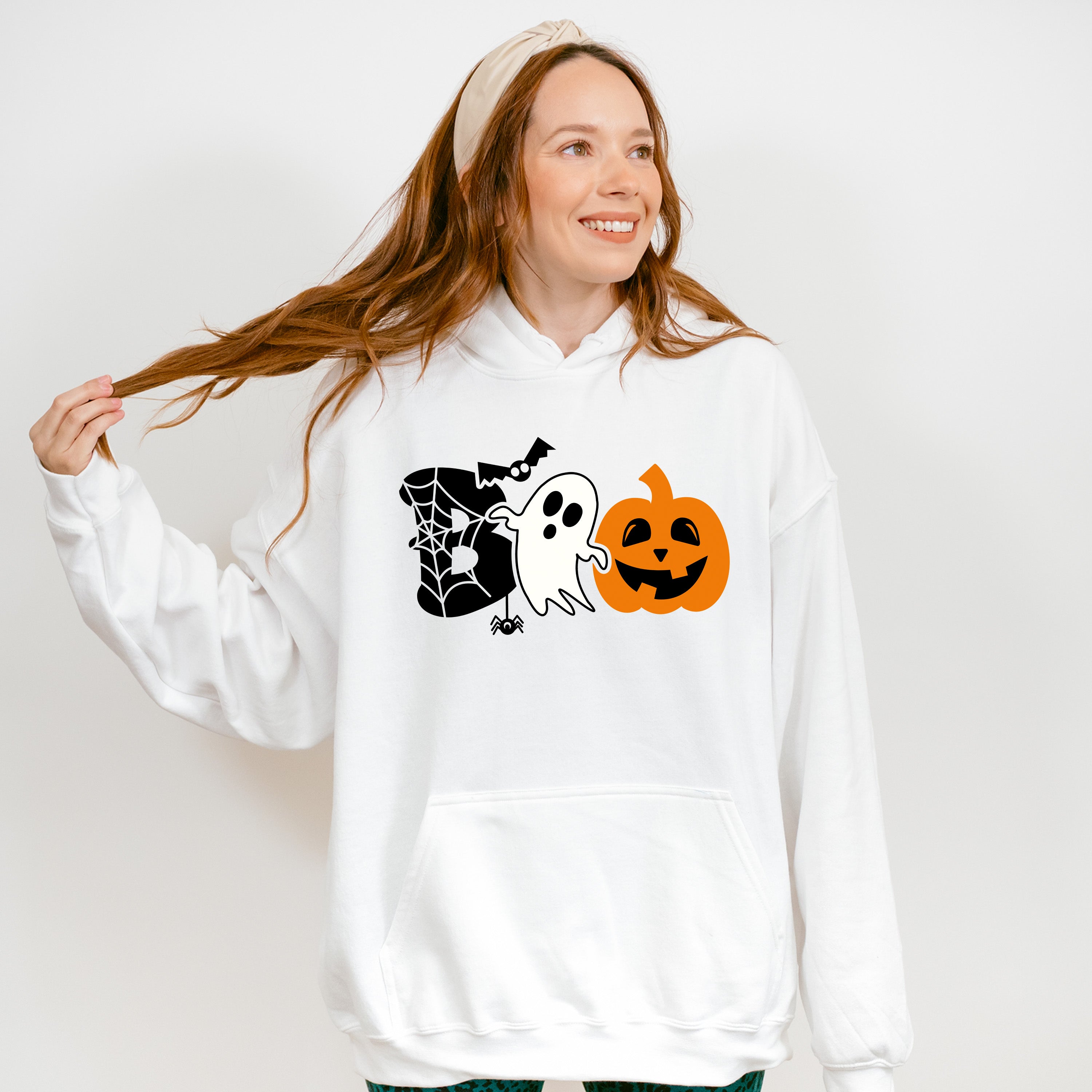 Halloween Boo Pumpkin Ghost spider design - Halloween Unisex Crewneck T-Shirt Sweatshirt Hoodie