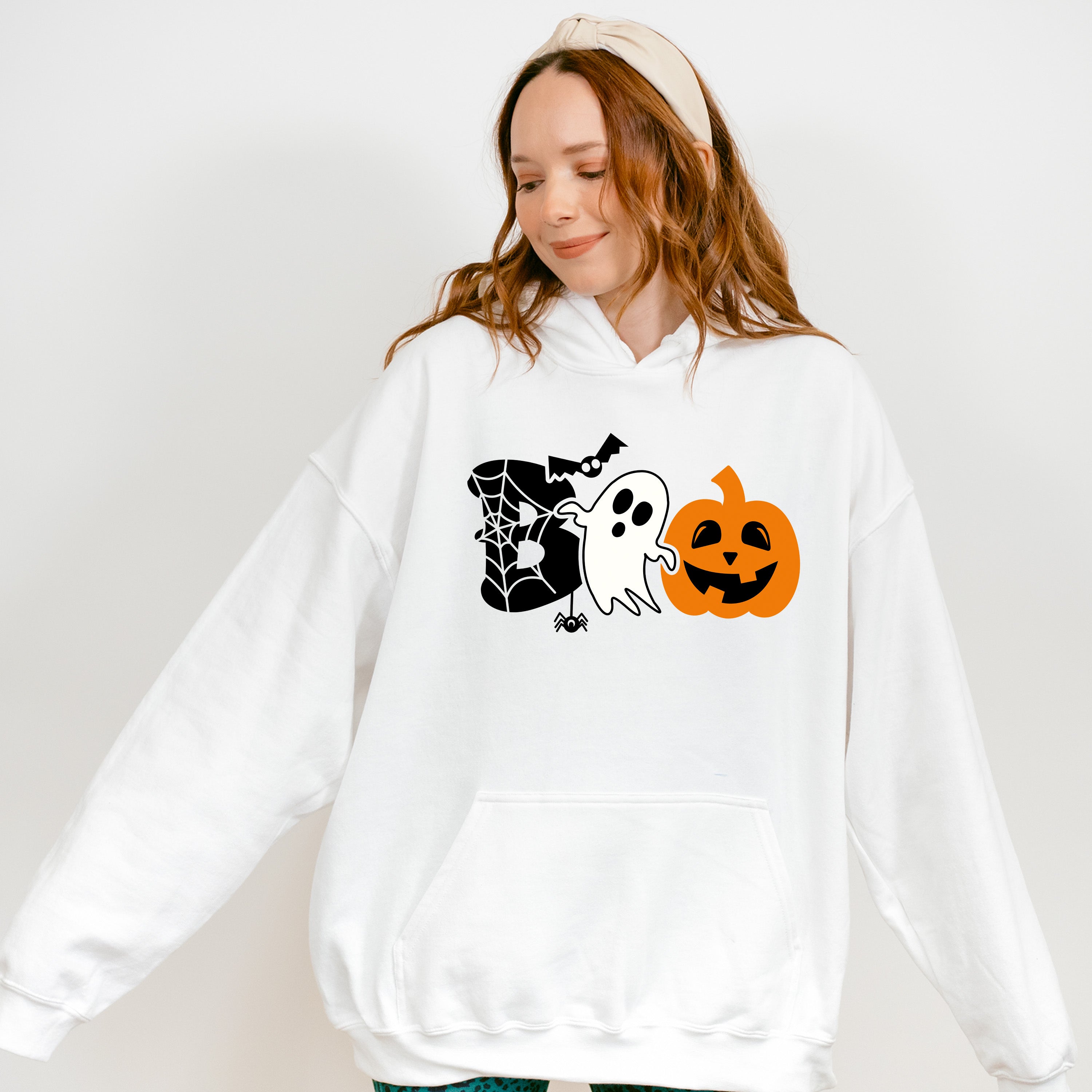 Halloween Boo Pumpkin Ghost spider design - Halloween Unisex Crewneck T-Shirt Sweatshirt Hoodie