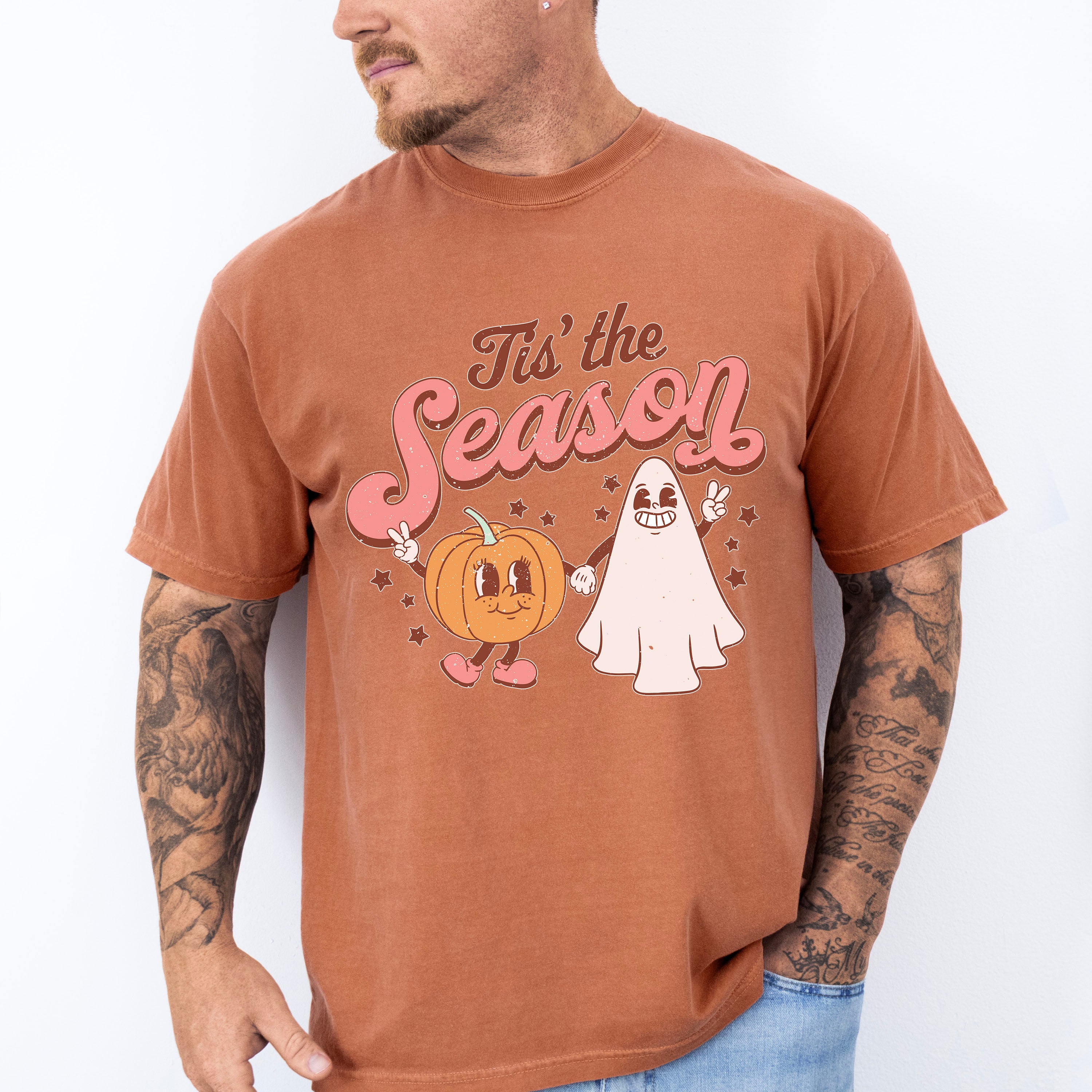 Halloween Its the Season Pumpkin Ghost Design - Halloween Unisex Crewneck T-Shirt Sweatshirt Hoodie