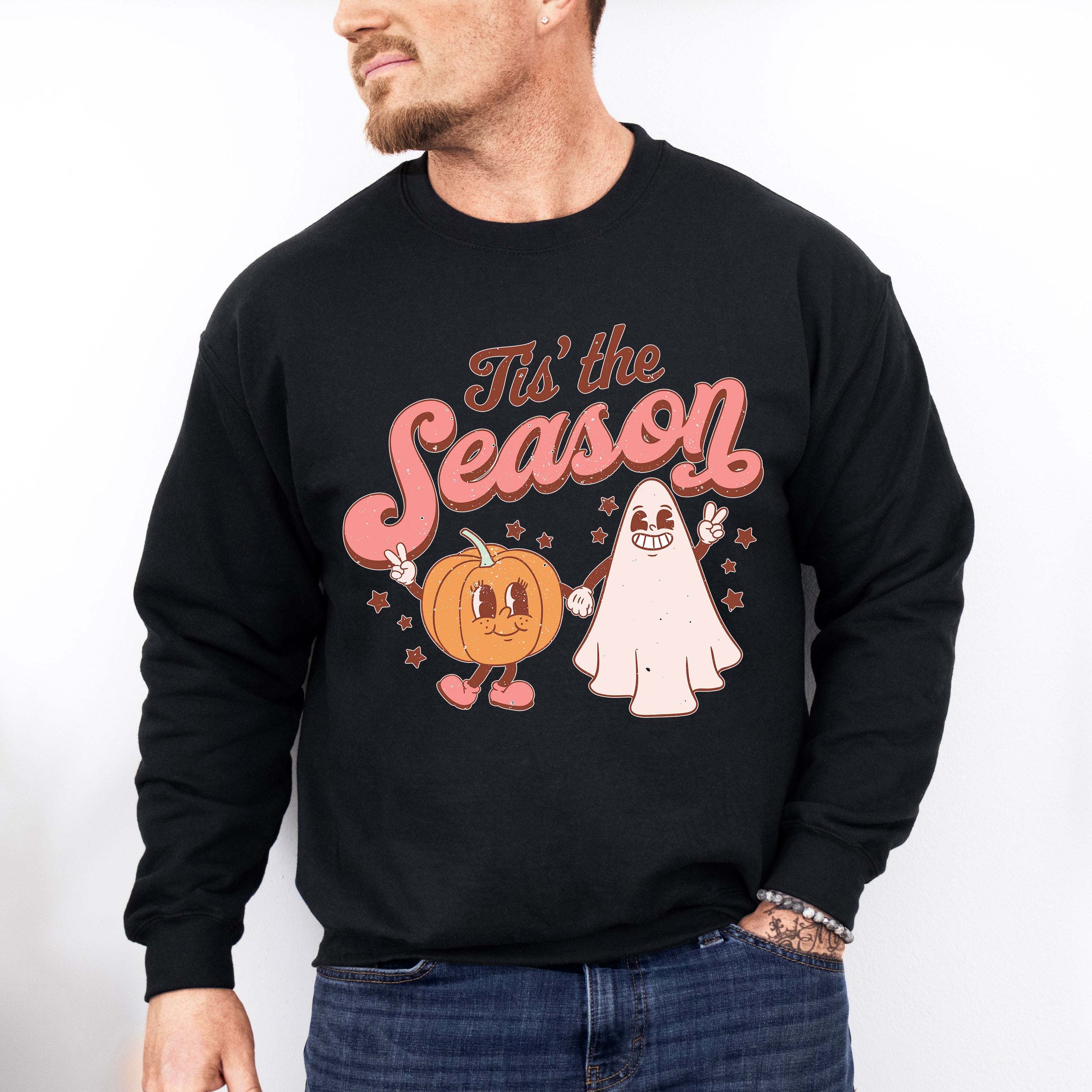 Halloween Its the Season Pumpkin Ghost Design - Halloween Unisex Crewneck T-Shirt Sweatshirt Hoodie