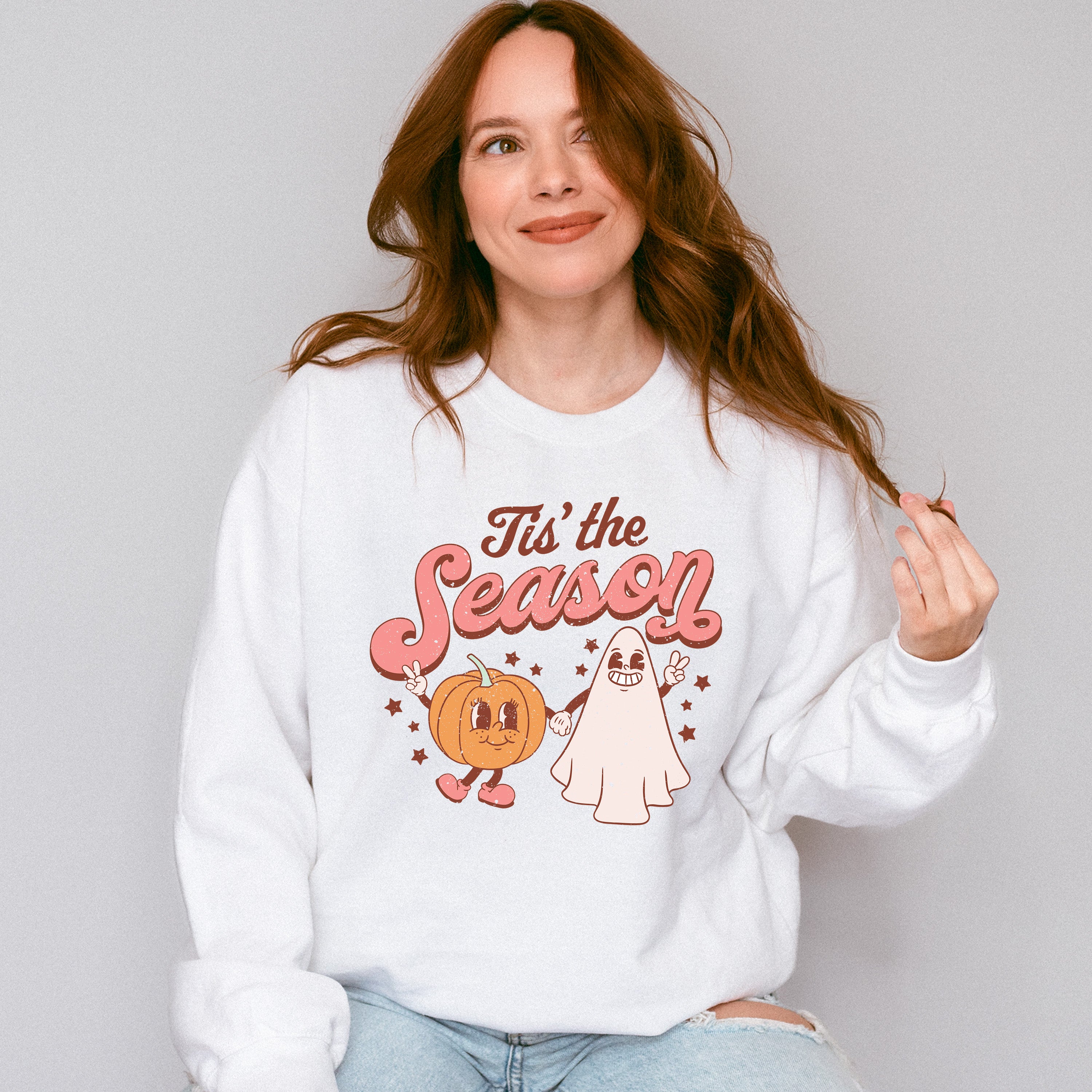 Halloween Its the Season Pumpkin Ghost Design - Halloween Unisex Crewneck T-Shirt Sweatshirt Hoodie