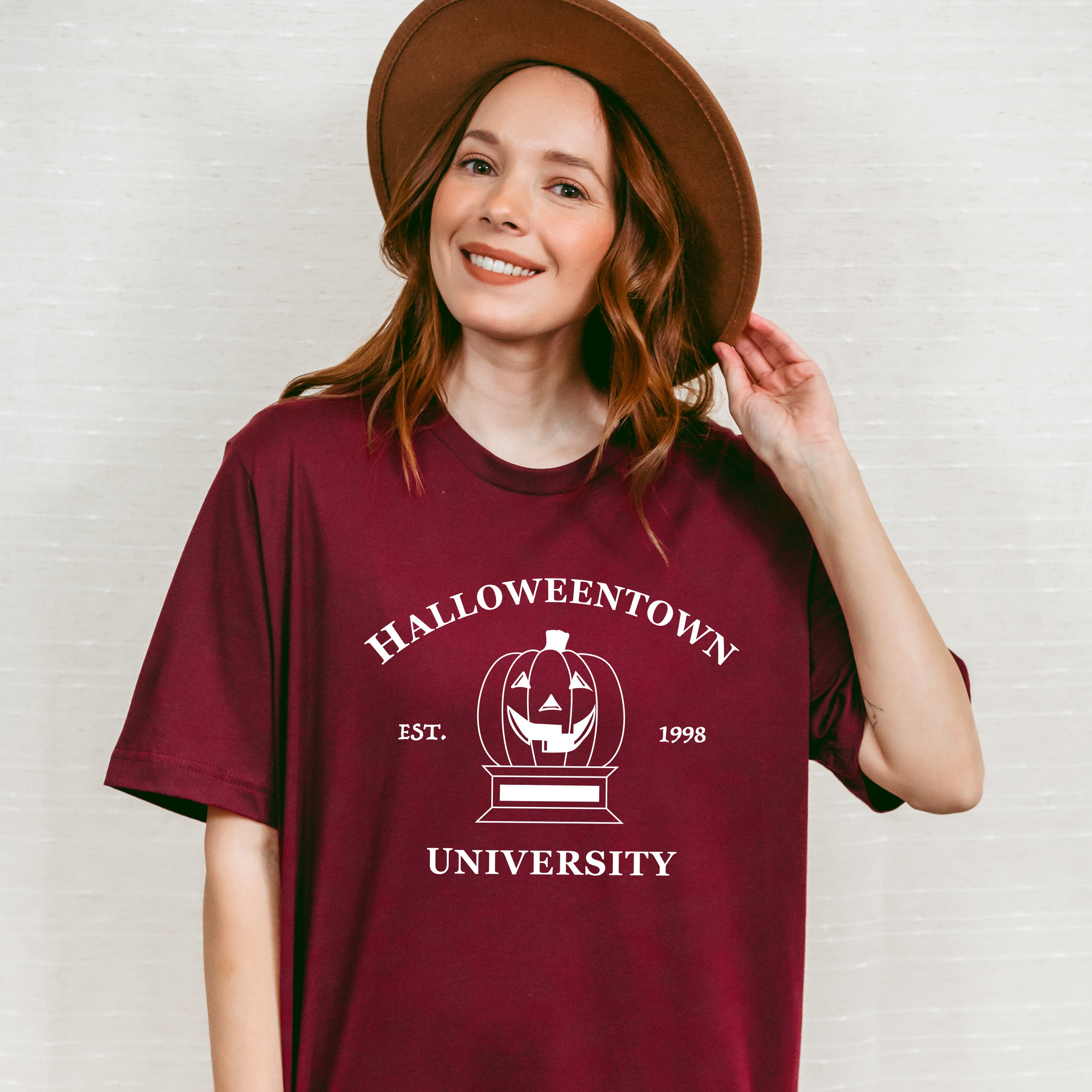 Halloweentown University Est.1998 Smiley Pumpkin Design - Halloween Unisex Crewneck T-Shirt Sweatshirt Hoodie