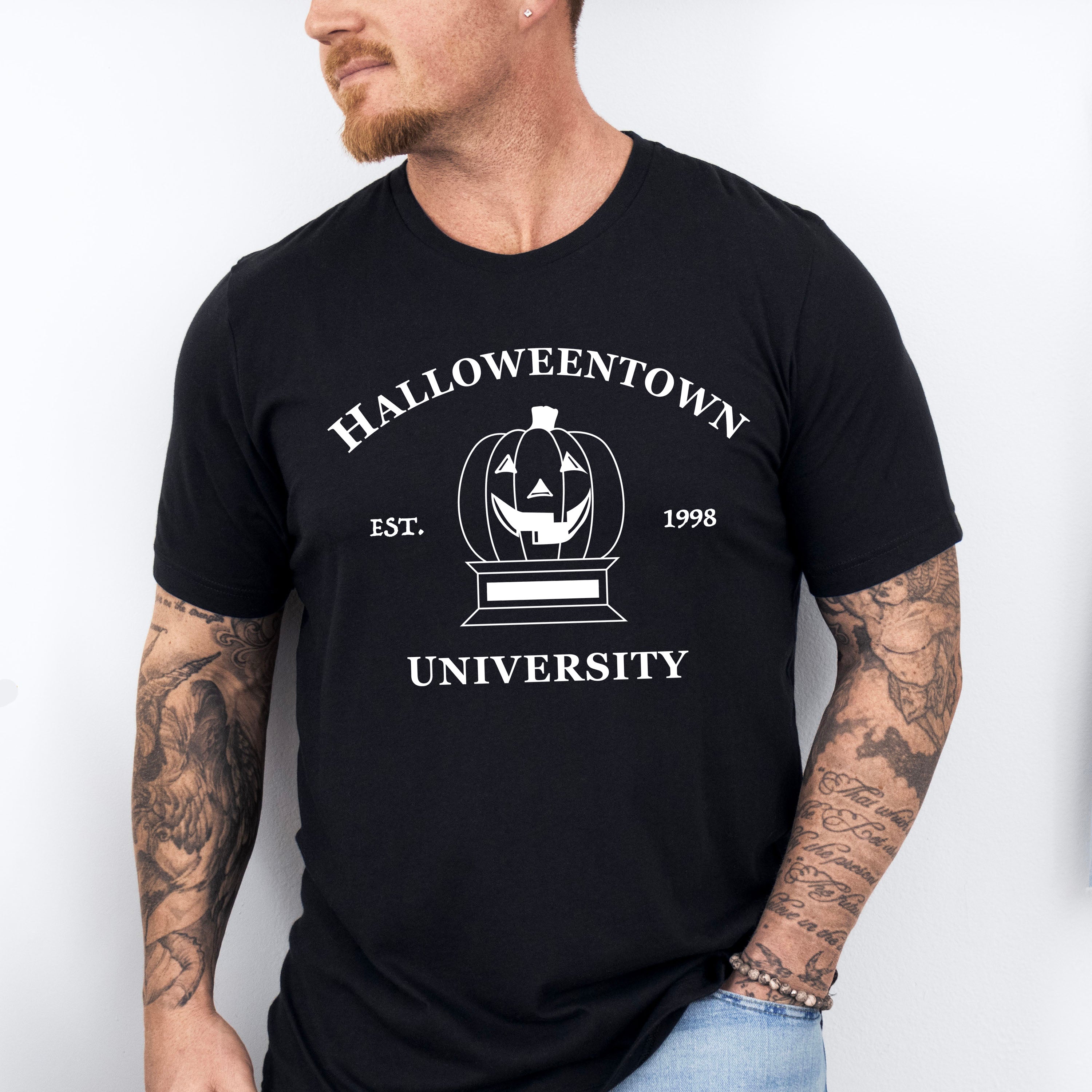 Halloweentown University Est.1998 Smiley Pumpkin Design - Halloween Unisex Crewneck T-Shirt Sweatshirt Hoodie