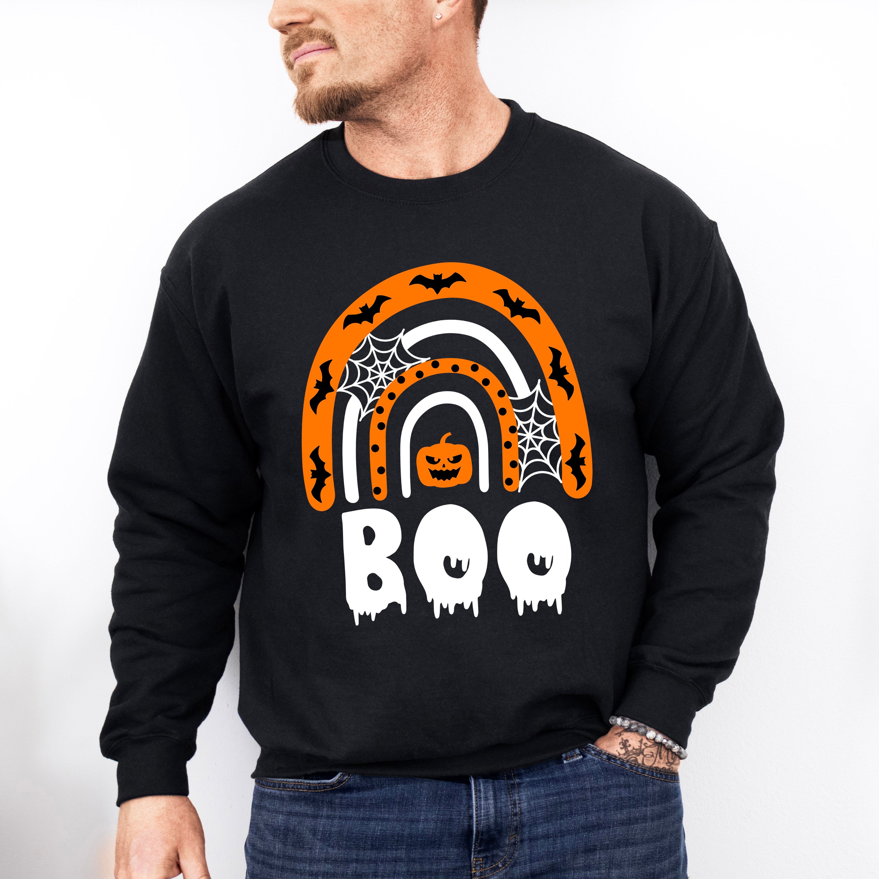 Halloween Spider Wap Boo Rainbow design - Halloween Unisex Crewneck T-Shirt Sweatshirt Hoodie