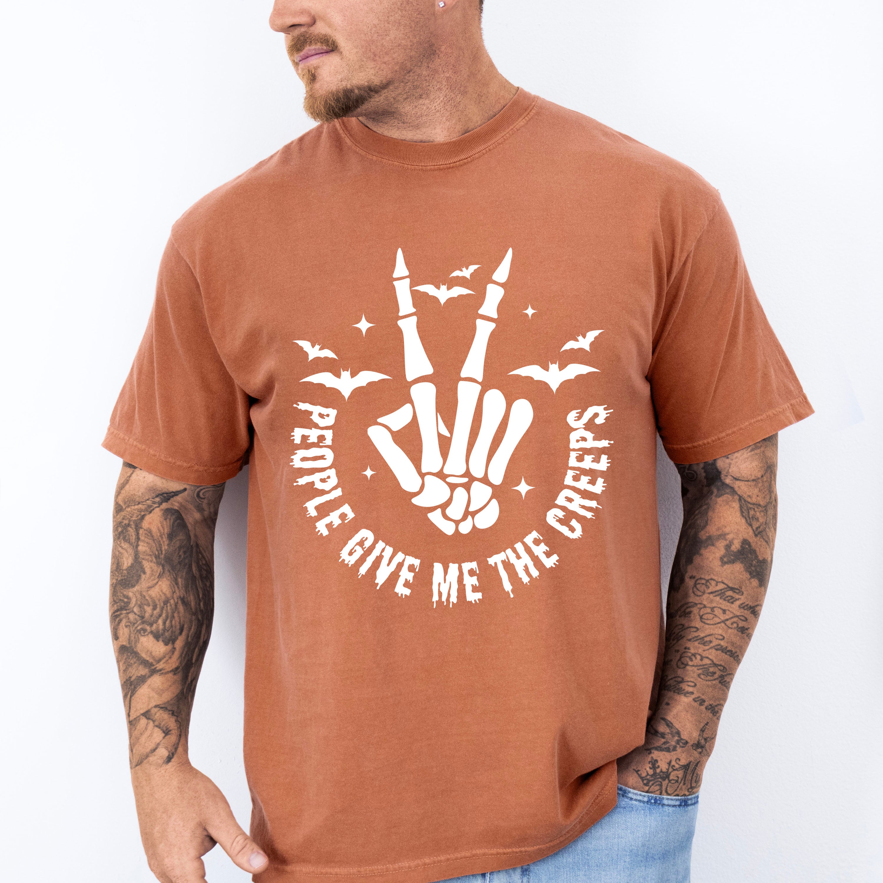 People Give Me The Creeps Design - Halloween Unisex Crewneck T-Shirt Sweatshirt Hoodie