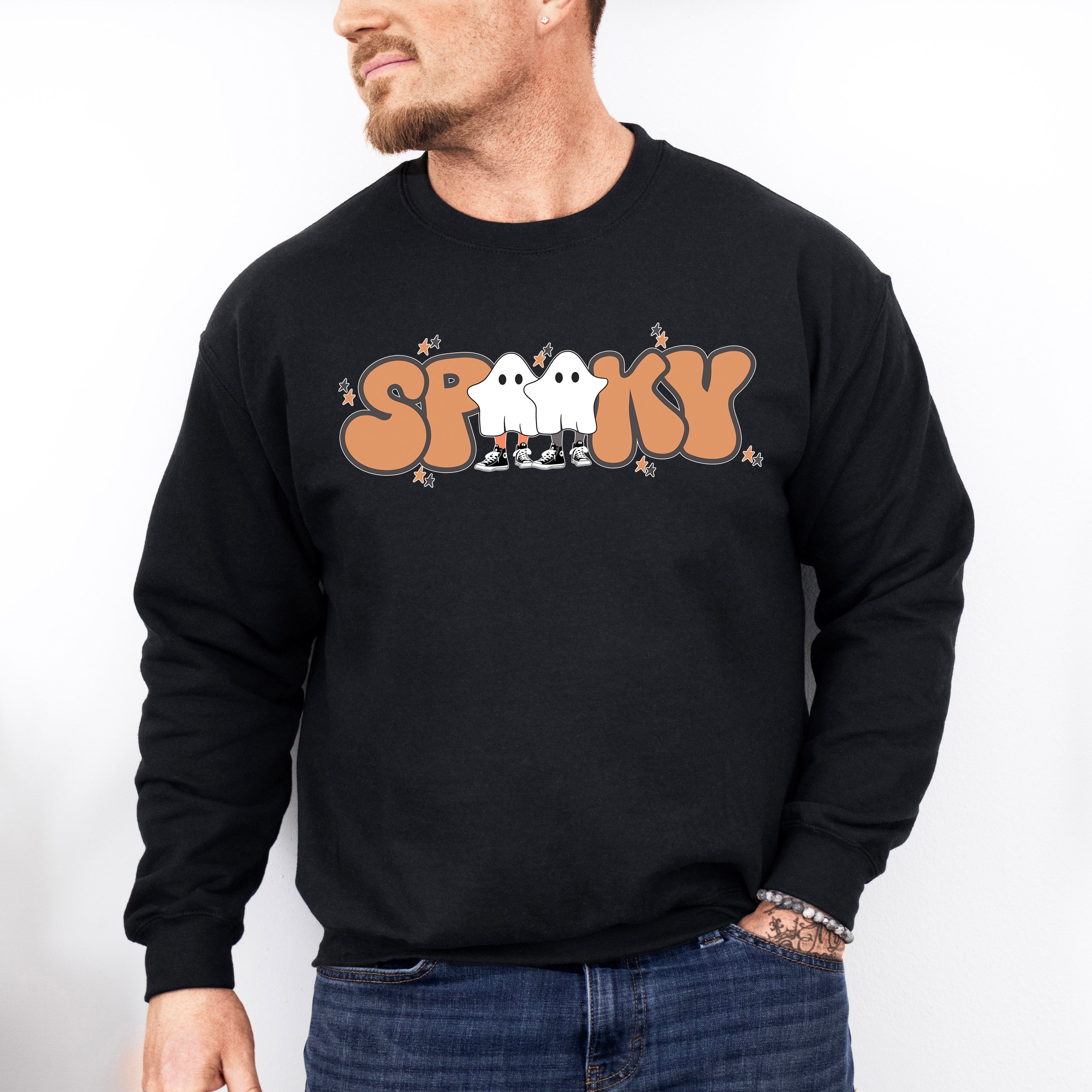 Spooky Ghost Design - Halloween Unisex Crewneck T-Shirt Sweatshirt Hoodie