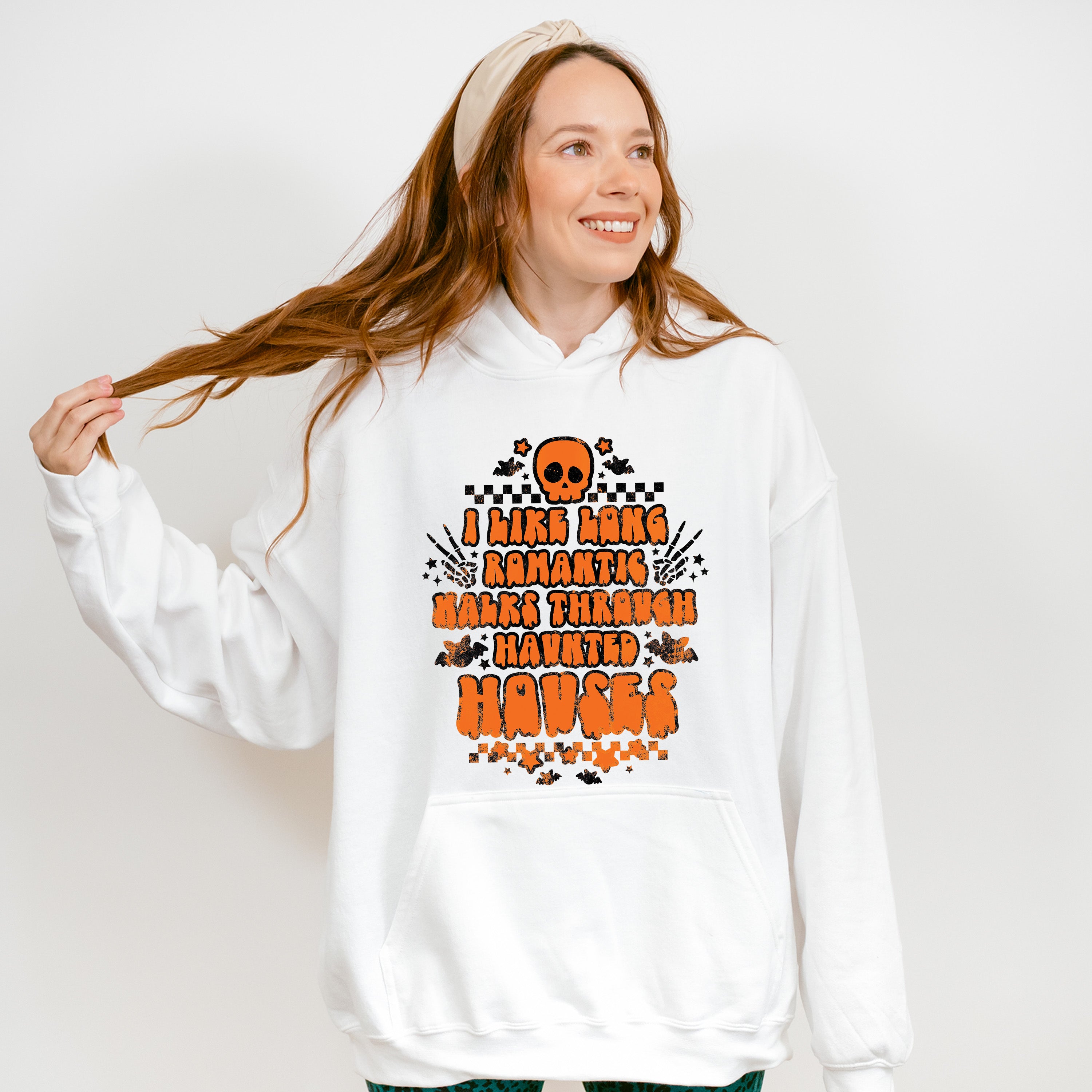 I Like Long Romantic Halks Through Haunted Houses Design - Halloween Unisex Crewneck T-Shirt Sweatshirt Hoodie