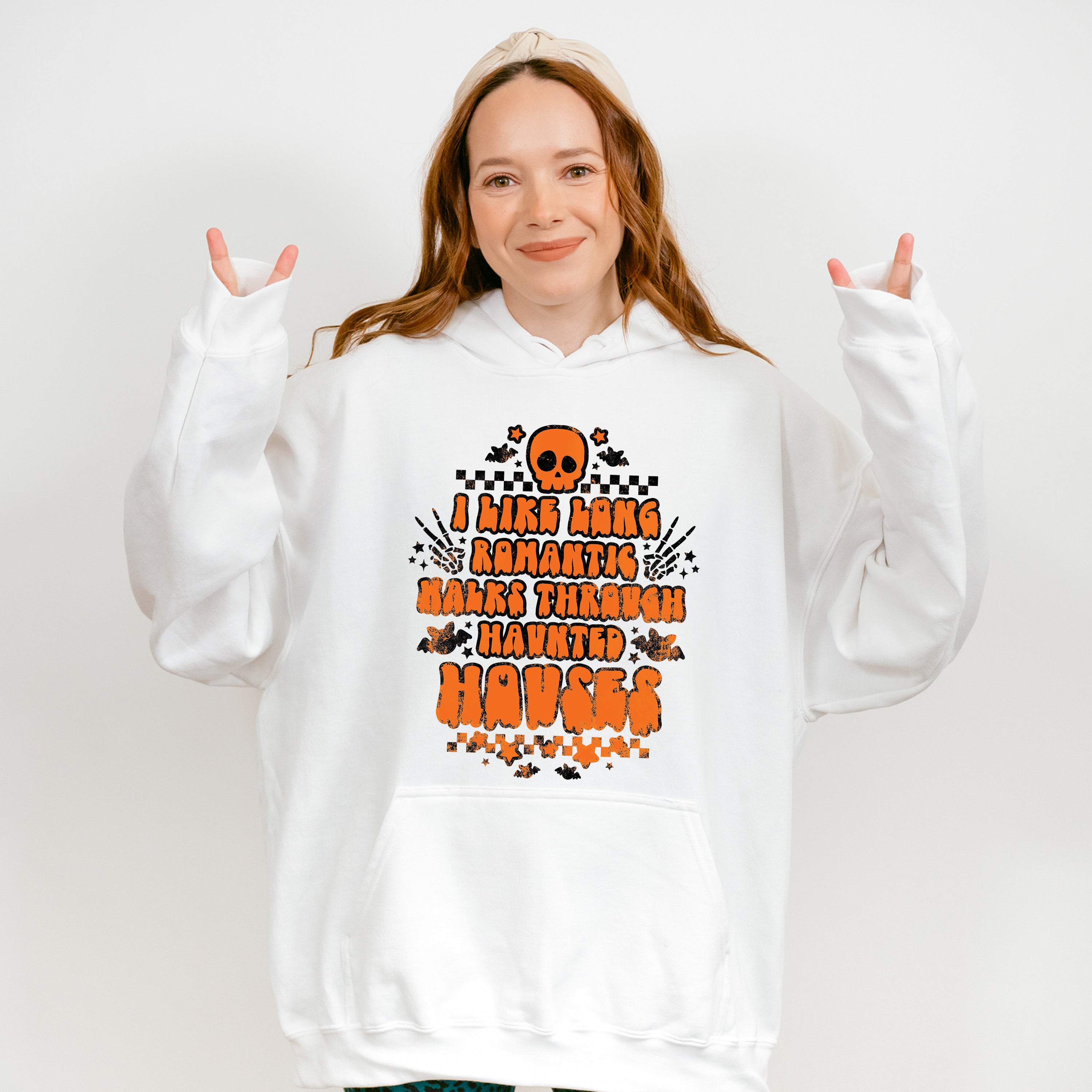 I Like Long Romantic Halks Through Haunted Houses Design - Halloween Unisex Crewneck T-Shirt Sweatshirt Hoodie