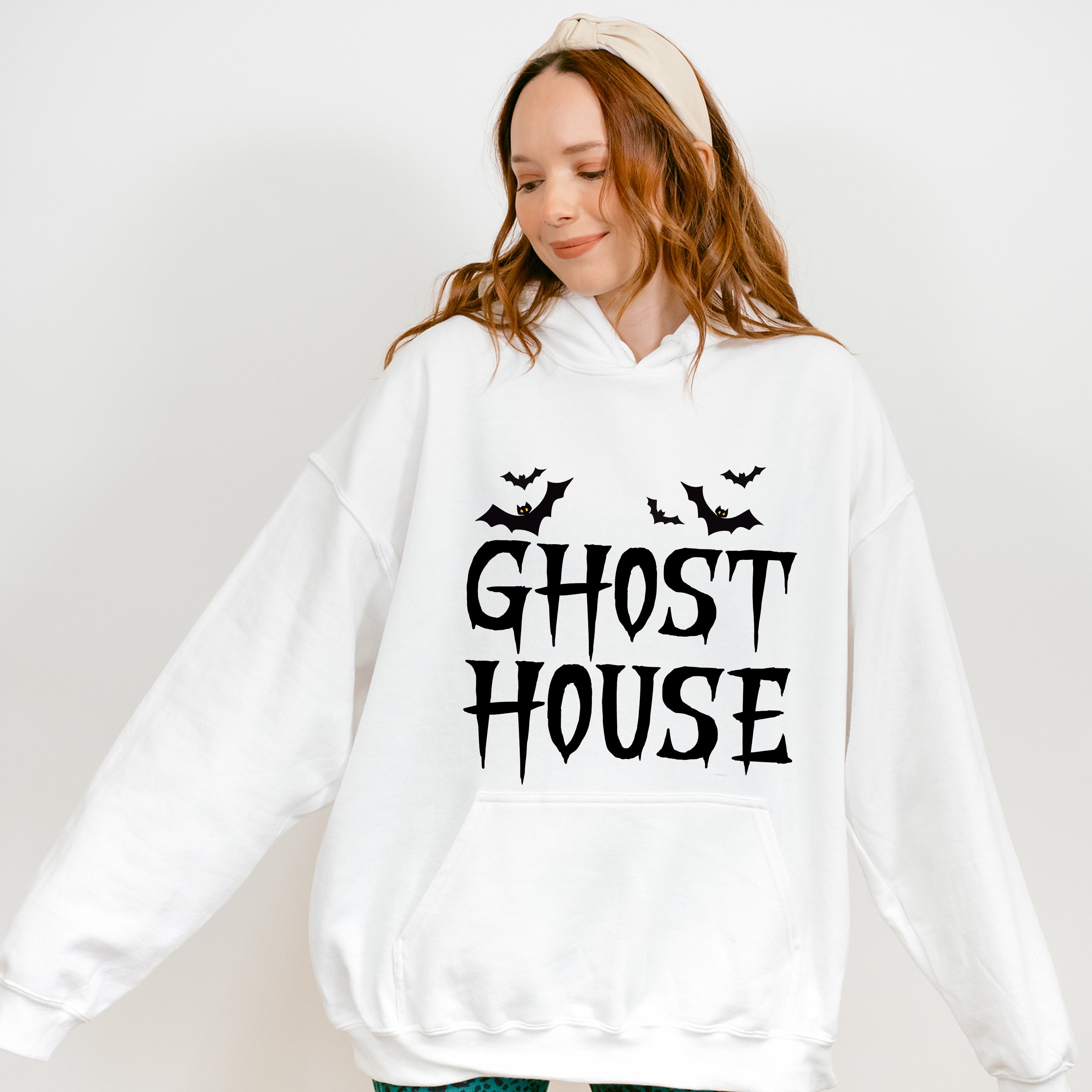 Ghost House Design - Halloween Unisex Crewneck T-Shirt Sweatshirt Hoodie