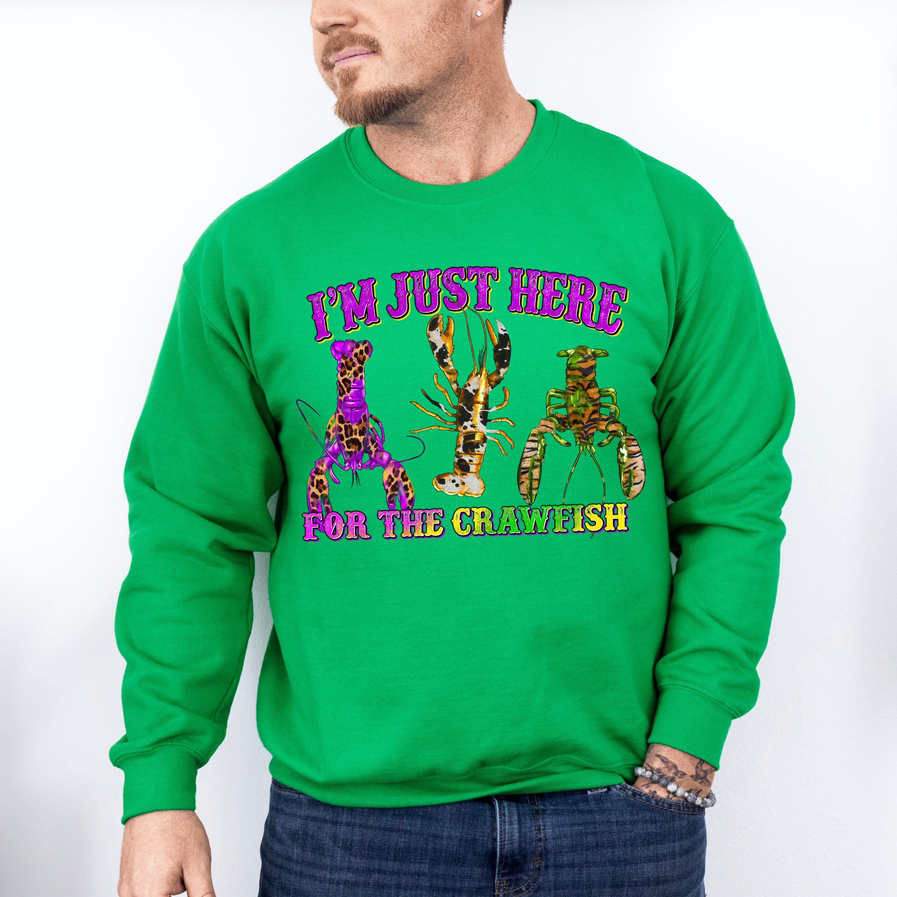 Just Here For The Crawfish Mardi Gras Theme T-shirt, Hoodie, Sweatshirt