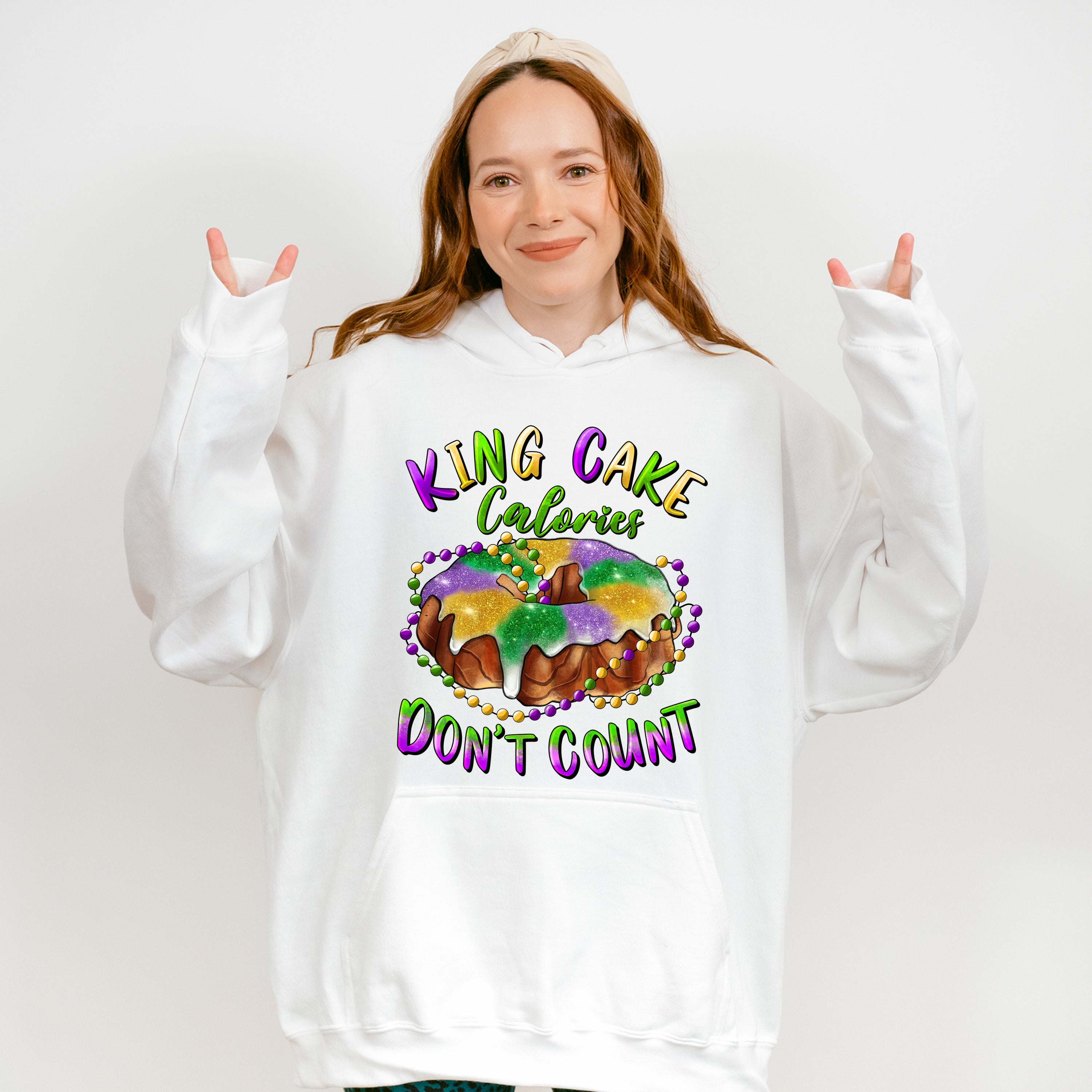 King Cake Calories Don't Count Mardi Gras Theme T-shirt, Hoodie, Sweatshirt