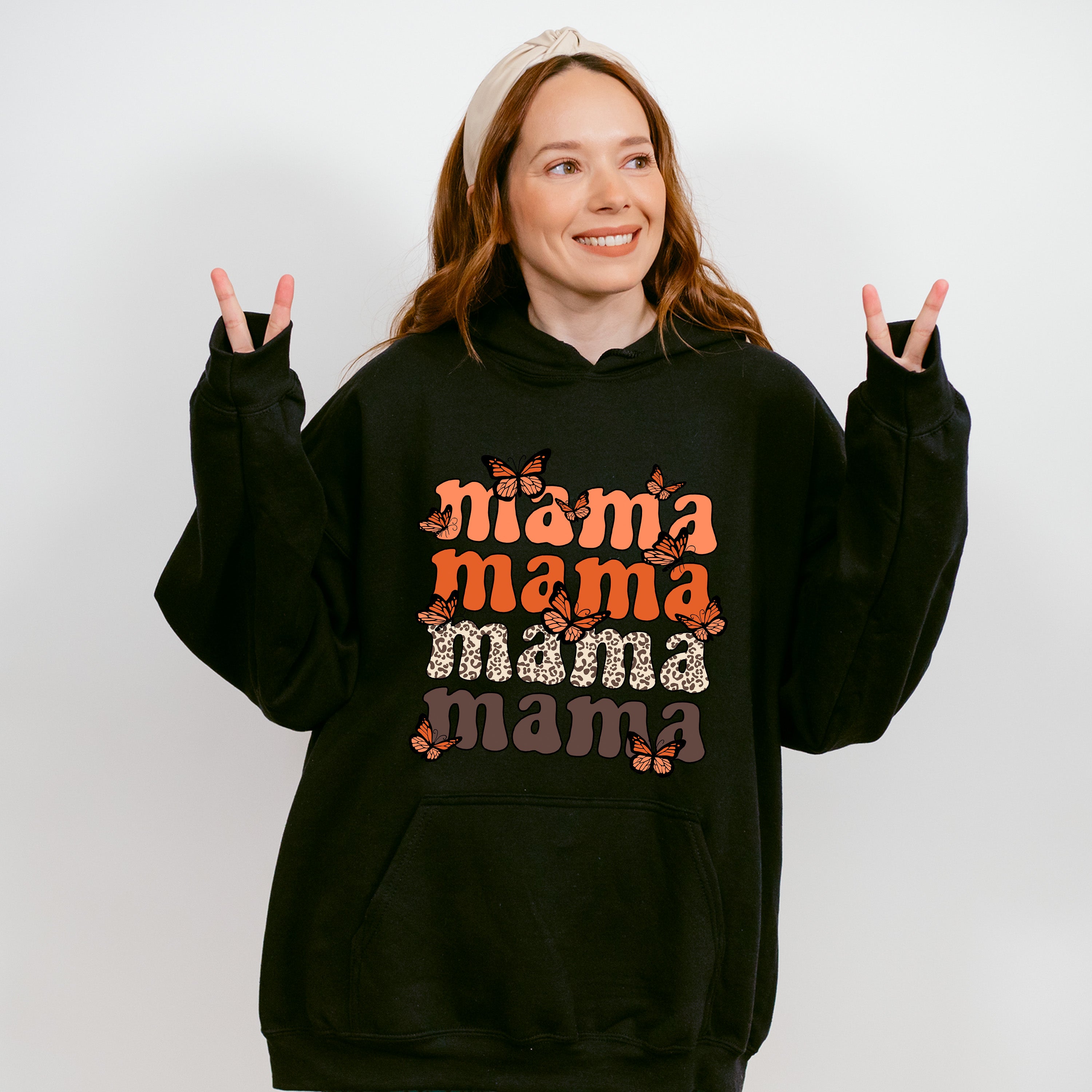 Mama Mama Butterfly Football Mother's Day Unisex Crewneck T-Shirt Sweatshirt Hoodie
