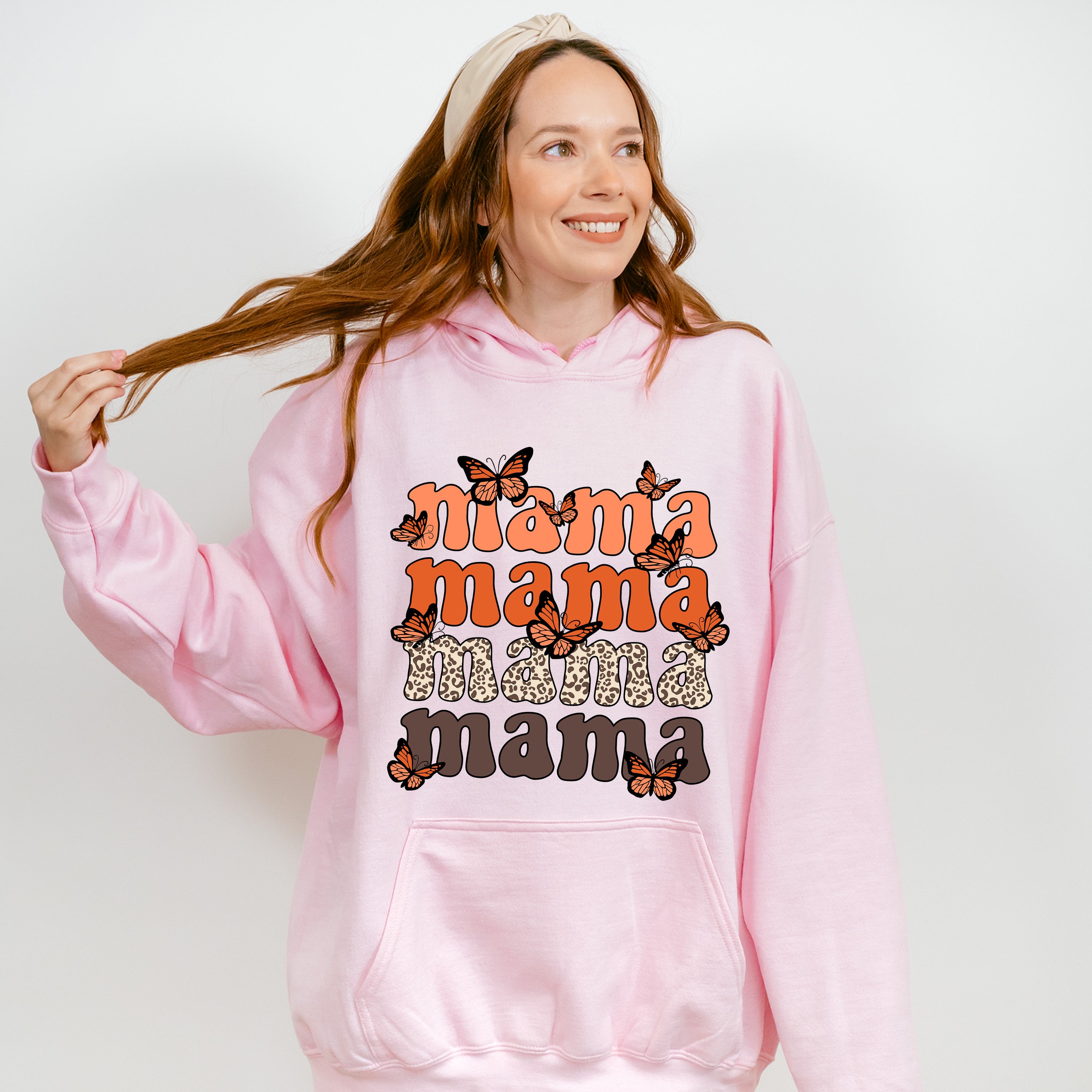 Mama Mama Butterfly Football Mother's Day Unisex Crewneck T-Shirt Sweatshirt Hoodie