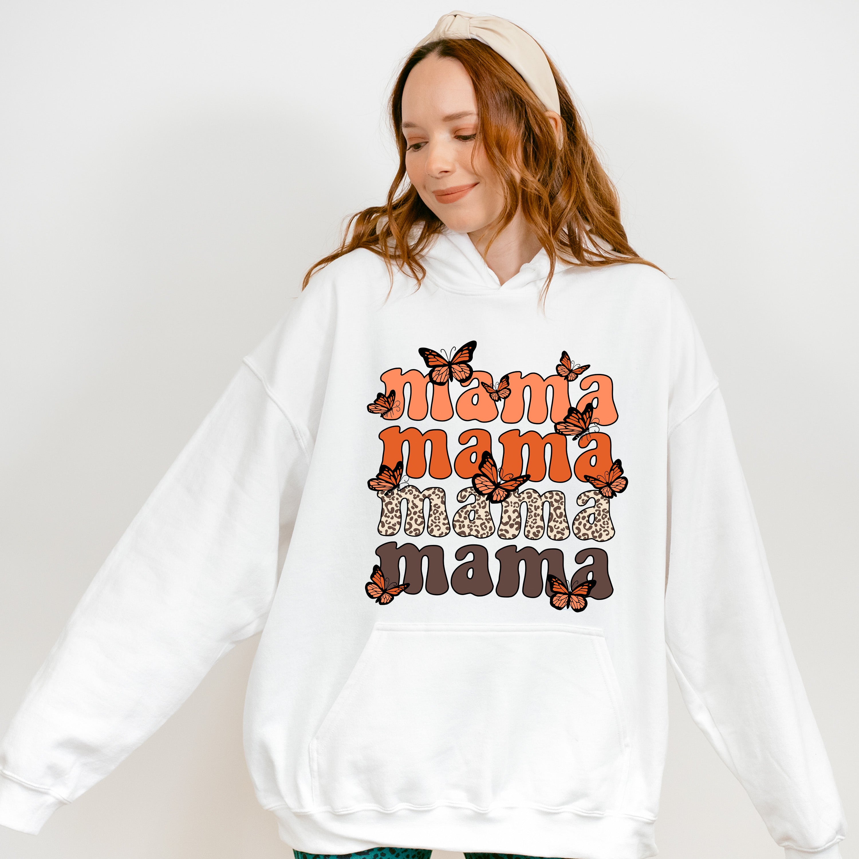 Mama Mama Butterfly Football Mother's Day Unisex Crewneck T-Shirt Sweatshirt Hoodie