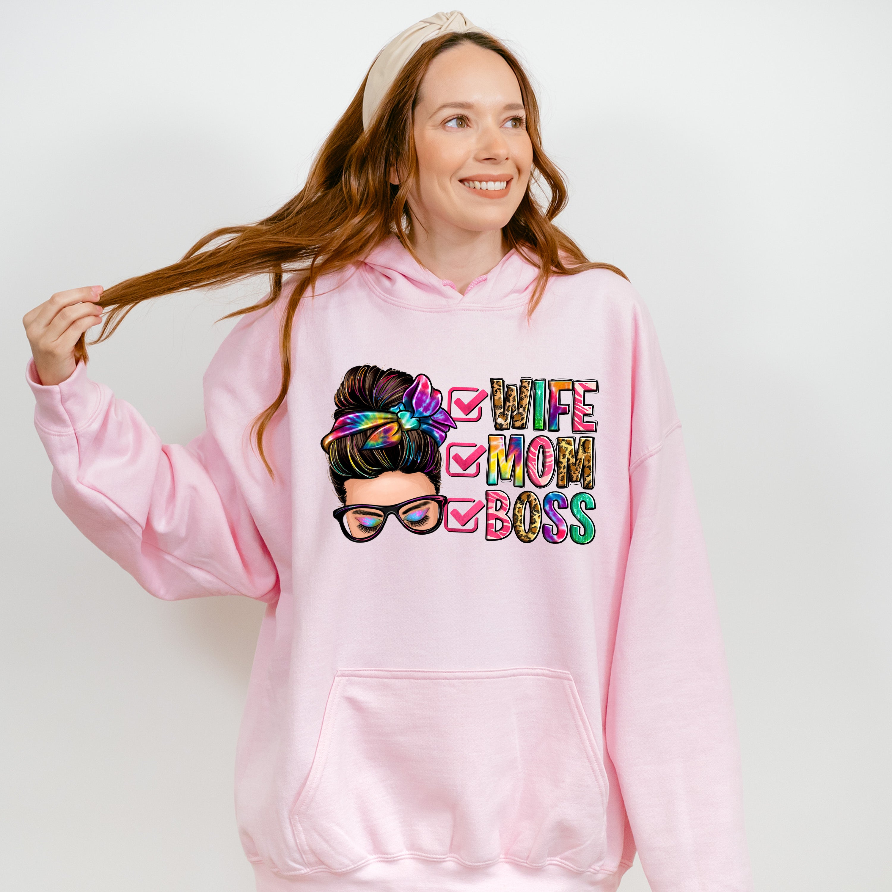 Wife Mom Boss Mother's Day Unisex Crewneck T-Shirt Sweatshirt Hoodie